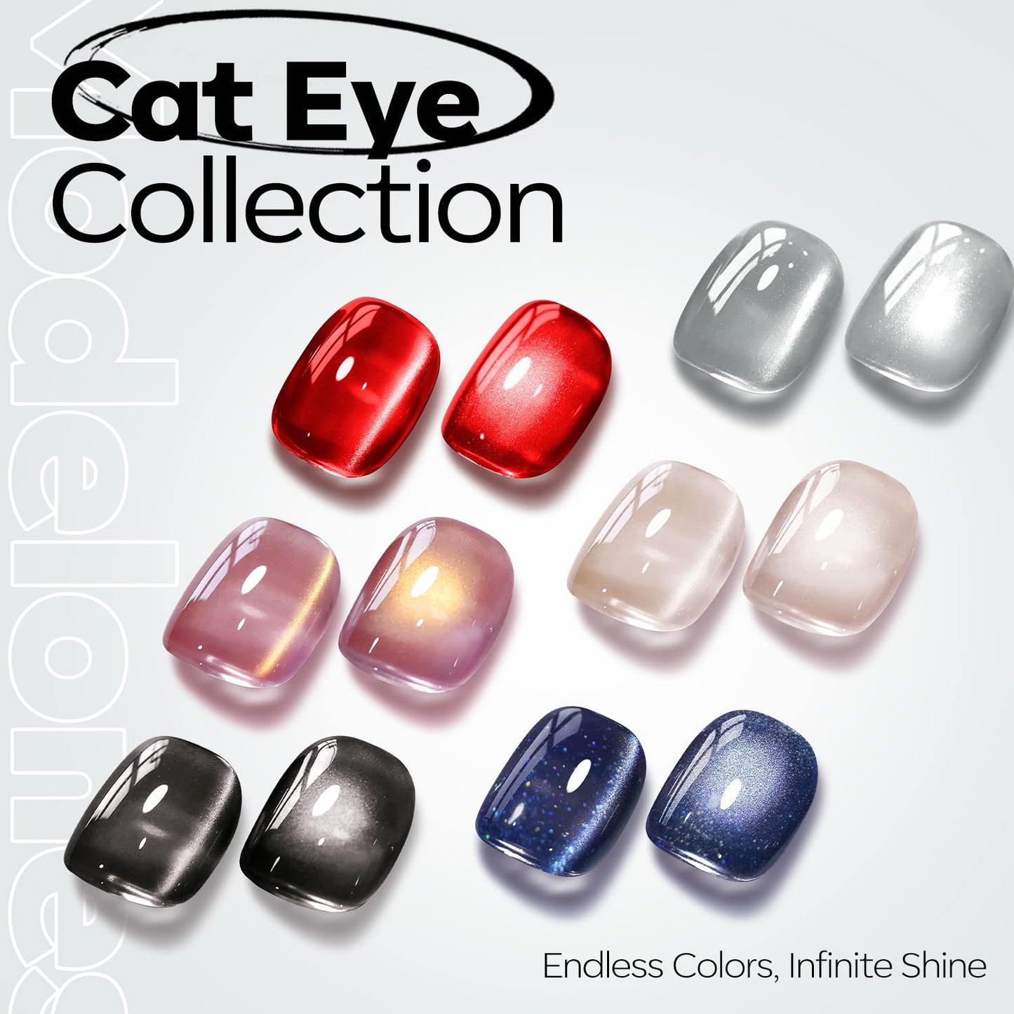 modelones Cat Eye Gel Nail Polish, 15 ML Holographic Glitter Shimmer Translucent Sheer Color Black Polish Magnetic Nail Polish with Magnet Soak Off Led Top Coat Nail Art Gel DIY Salon Gift