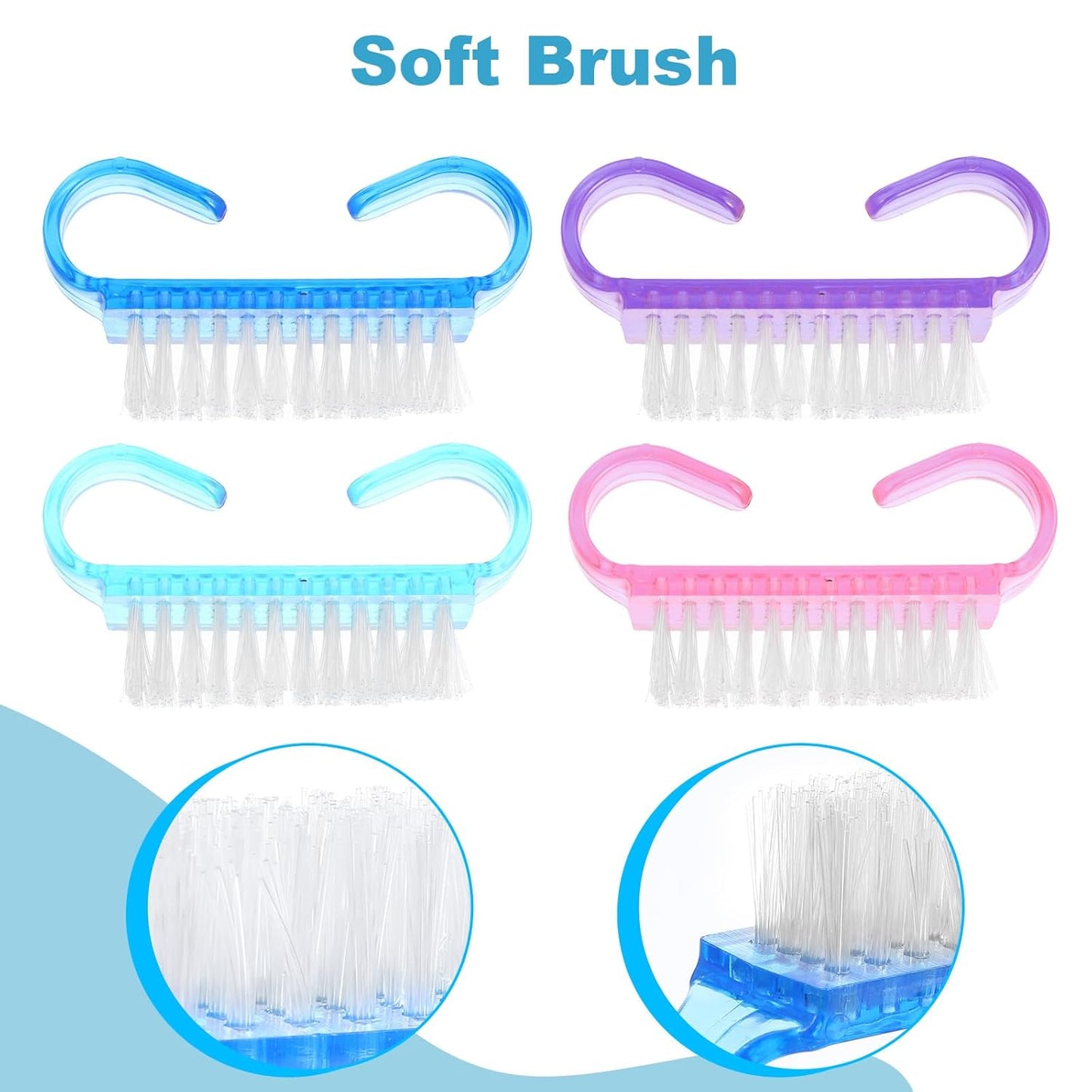 320 Pcs Handle Grip Nail Brush for Toes and Nails Cleaner, Pedicure Scrubbing tool kit for Men and Women