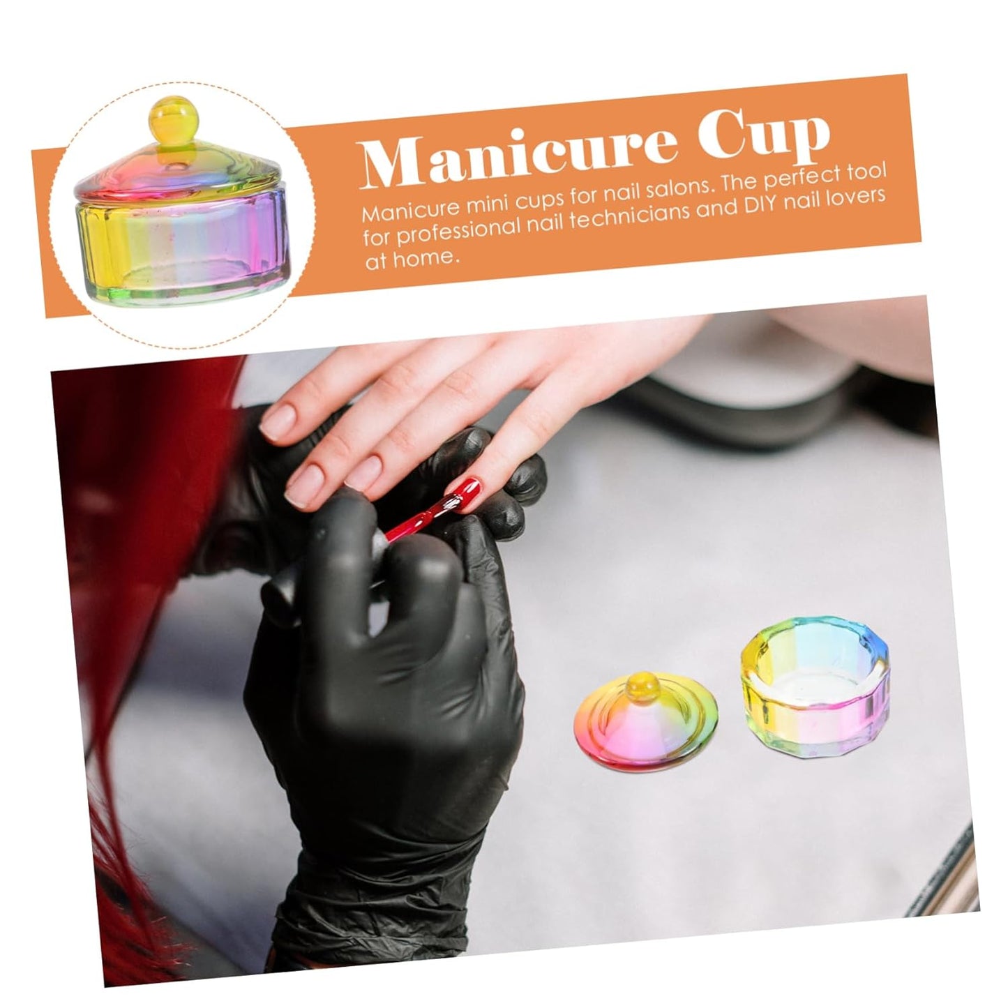 2pcs Manicure Hand Soaking Bowl Plated Crystal Nail Dishes Professional Nail Art Cups Glass Monomer Dish