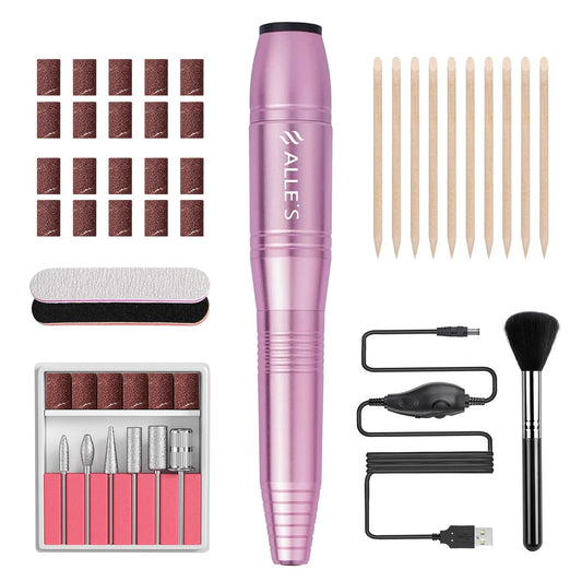 20000RPM Electric Nail Drill Compact Portable Efile Professional Manicure Pedicure Nail File Drill Kit for Acrylic, Gel Nails and Home Salon Use