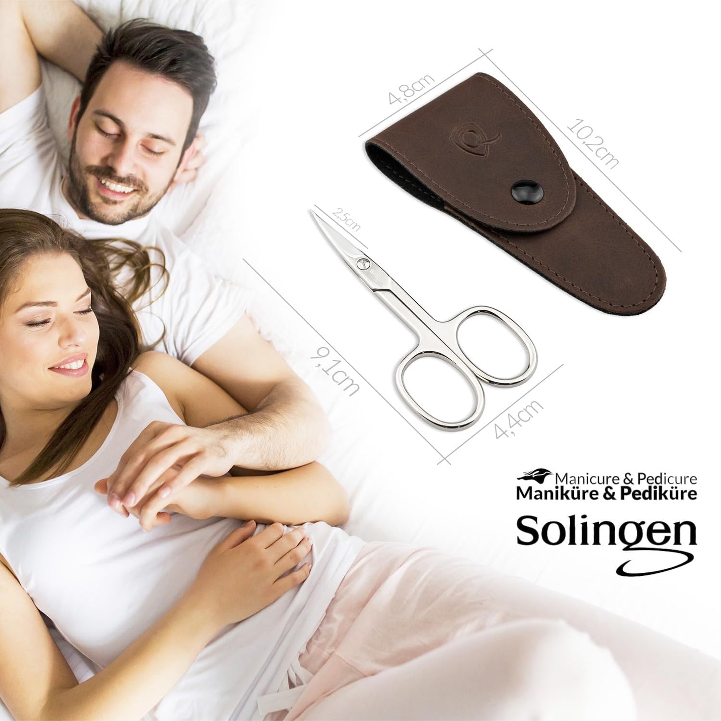 marQus Anti-Slip Curved Manicure Scissors - Precision German Steel - Micro-Serrated Blades to Prevent Slipping - Includes Premium Storage Case
