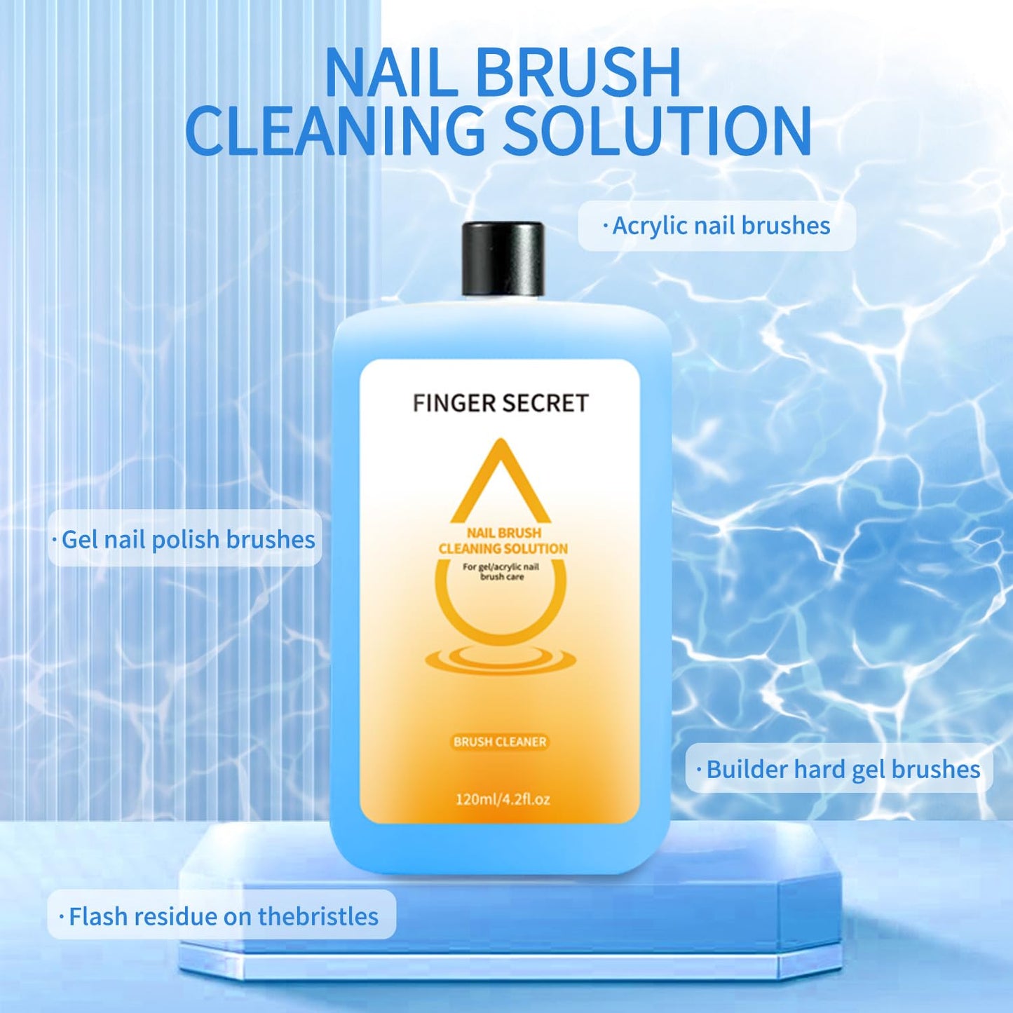 Nail Brush Cleaner Kit - 120ml Professional Nail Art Brush Cleaning Solution. Clean Your Nail Brushes Easily. For Gel and Acrylic Nail Brushes.Ideal for NailS Salon or Home DIY