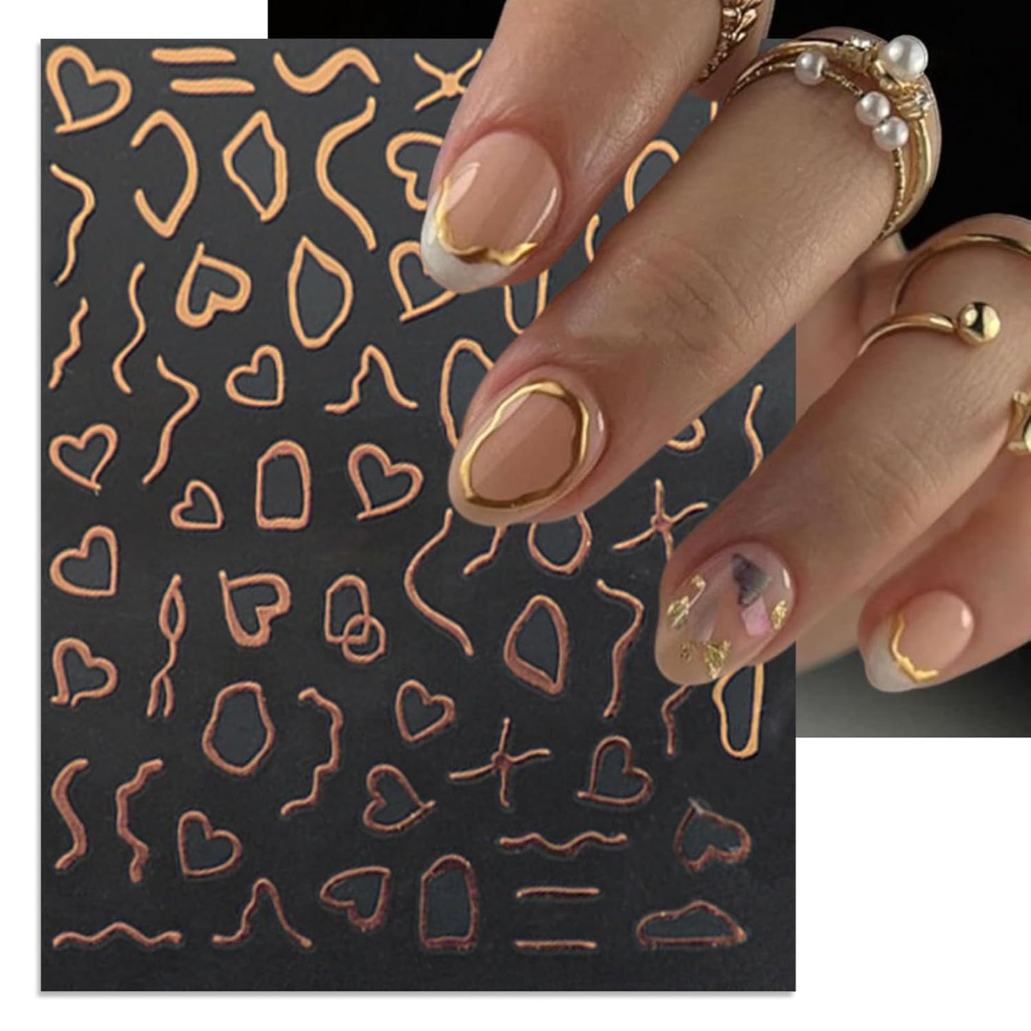 Irregular Frames Nail Art Stickers - Colorful Minimalism Geometric Hollow Design Nail Decals for DIY Manicure Nail Decorations(6 Sheets)