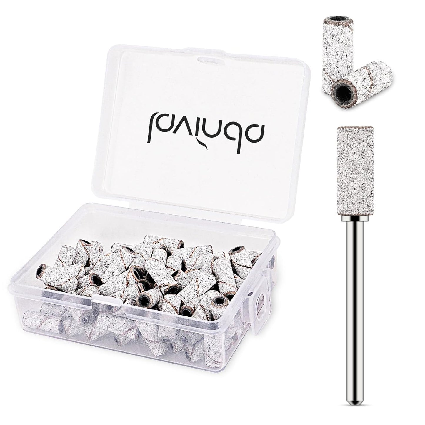 Lavinda Small Sanding Bands Nail Drill Bit, 80 Piece Extra Fine Sanding Bands for Nail Drill with 3.1mm Mandrel Bit for Acrylic Nails Gel Removing Shaping Polishing Nail Salon Use (240 Grit, Zebra)