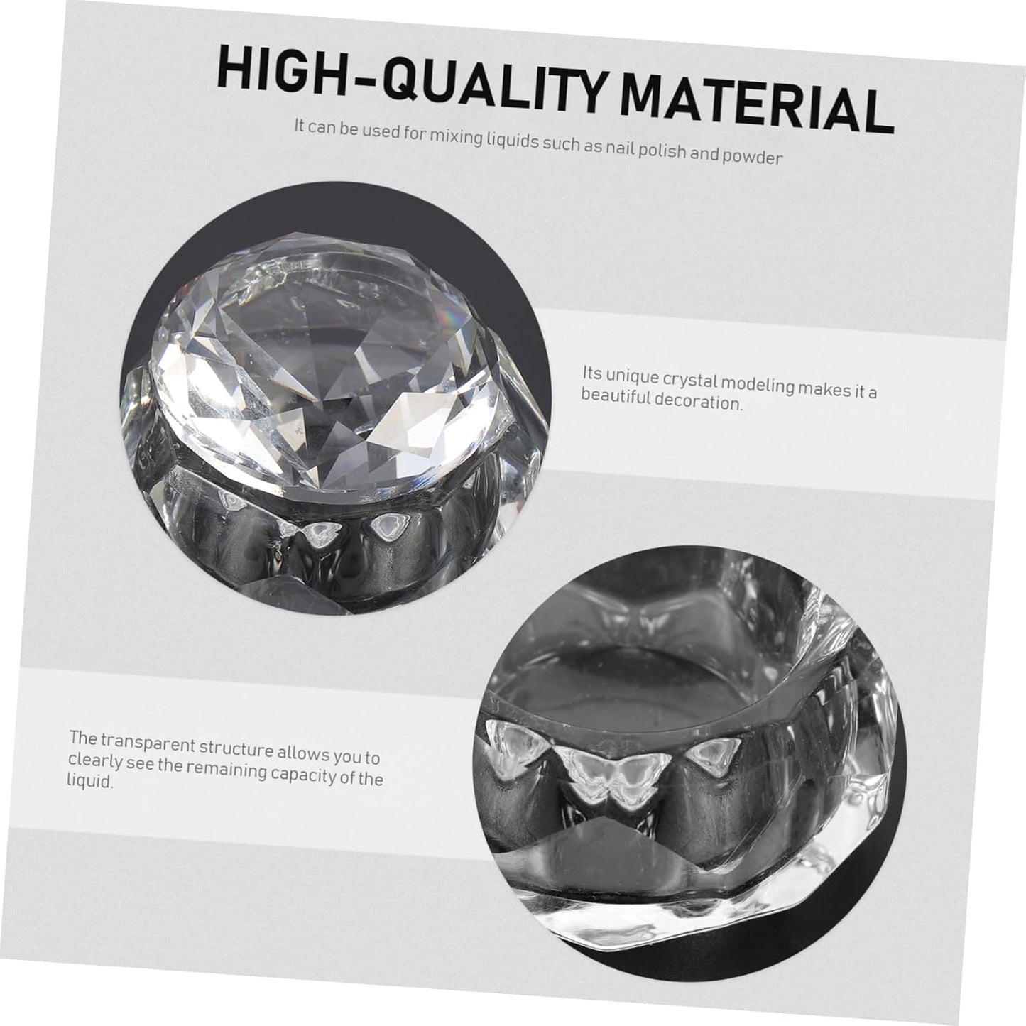 Unique Nail Crystal Glass Cup Nail Art Tool with Lid Manicure Bowl Soaking Bowl Gel Soak off