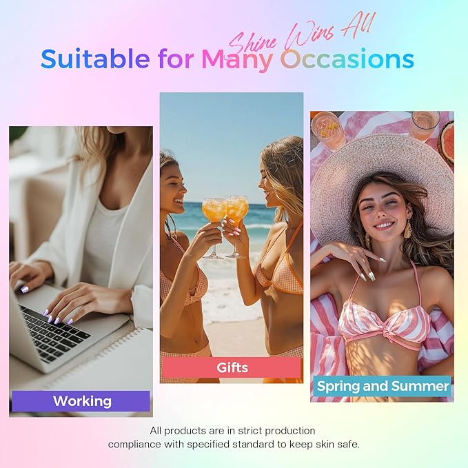 Morovan Pearl Nail Polish Set: Ombre Shimmer Glitter Sparkle Aurora Iridescent Blue Purple Yellow Green Mermaid Quick Dry Fingernail Polish Kit 2025 Nail Art Design Gift for Women Girls