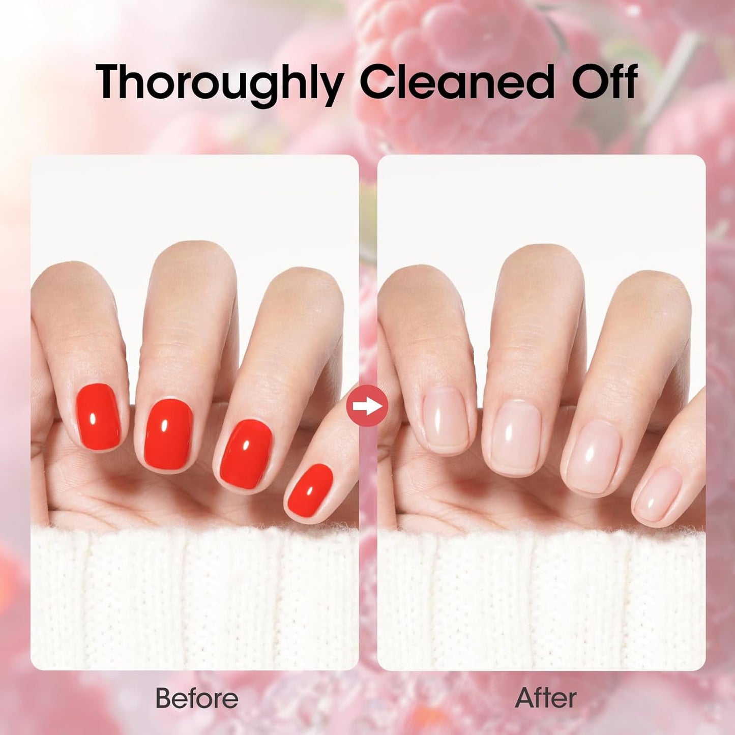 Gellen Nail Polish Remover Raspberry Scent, Acetone Free Nail Polish Remover for Quick Dry Nail Polishes, Gentle Nail Polish Removal Pump with Vitamin E, Fingernail Polish Remover 6.09 Fl Oz