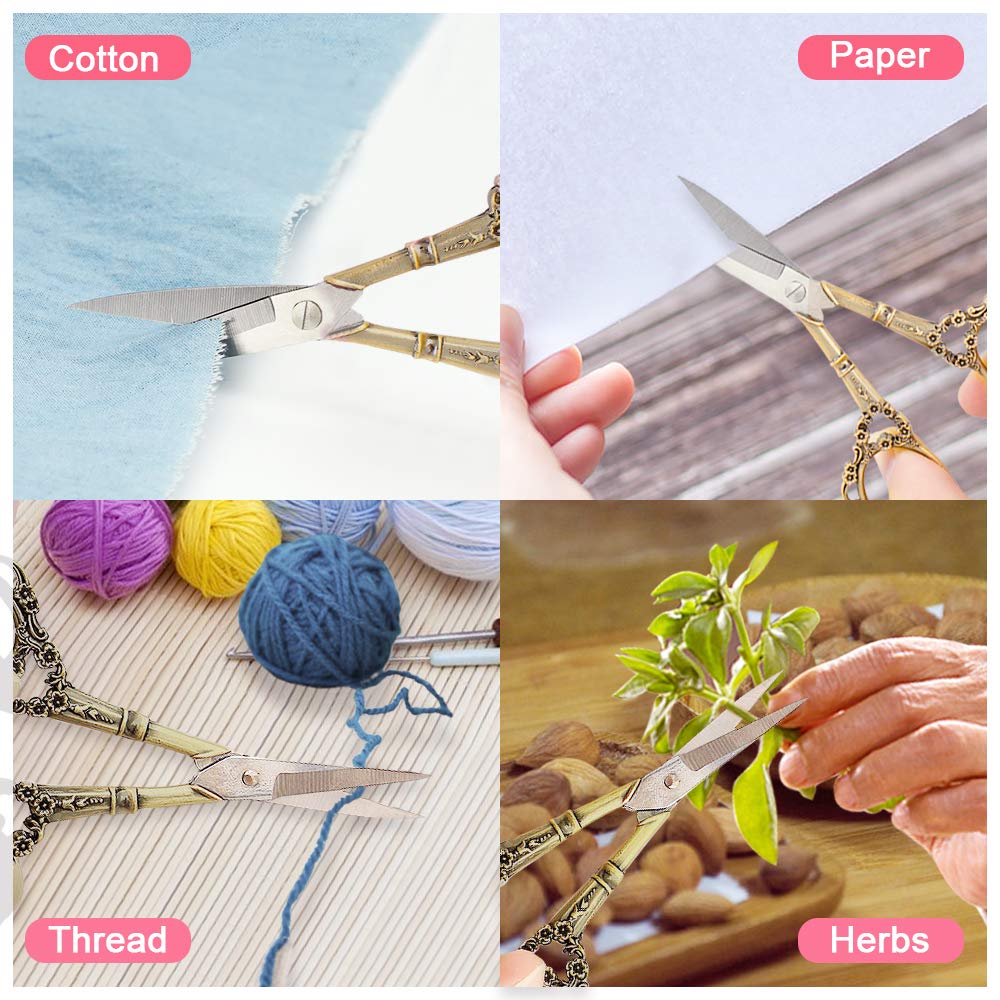 Professional Manicure Scissors, EBANKU Vintage Stainless Steel Cuticle Precision Beauty Grooming for Nail, Facial Hair, Eyebrow, Eyelash, Nose Hair (Bronze)