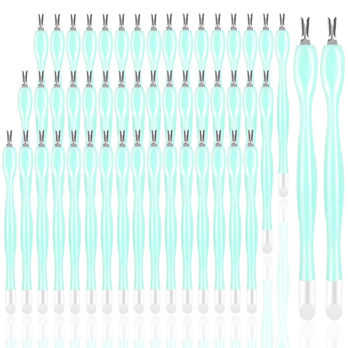 50Pcs Nail Cuticle Trimmer Rubber Nail Cleaner, Plastic Handle Cuticle Knife, Double End Nail Dead Skin Fork Cuticle Pusher Bulk Nail Art Cuticle Remover Tools for Girls Women and Men-Green…