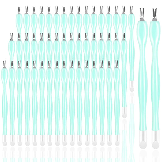 50Pcs Nail Cuticle Trimmer Rubber Nail Cleaner, Plastic Handle Cuticle Knife, Double End Nail Dead Skin Fork Cuticle Pusher Bulk Nail Art Cuticle Remover Tools for Girls Women and Men-Green…