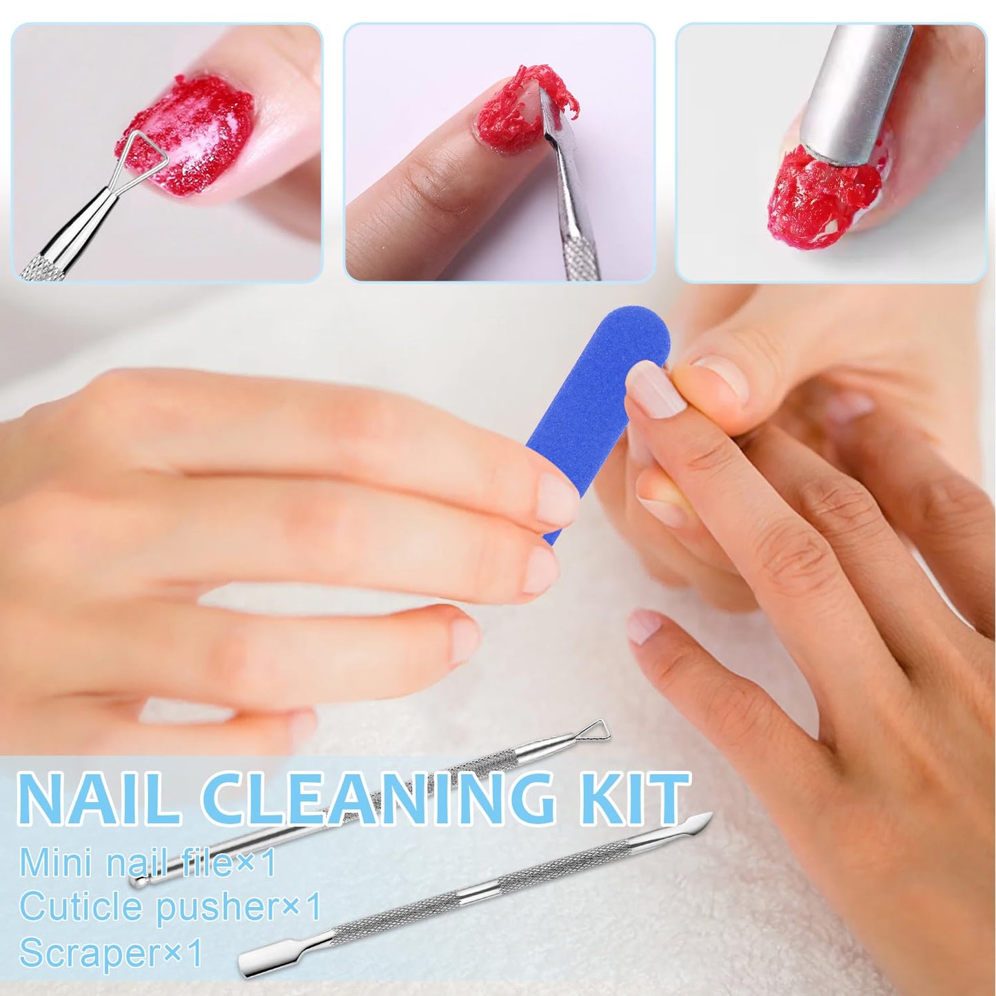 Quick Gel Nail Polish Remover Kit, Easy Remove Gel Polish in 3 Minutes, Safe for Natural Nails with Nail Tools, No Need Soaking or Wrapping, Gel Remover for Nails, Larger Size (120ml)