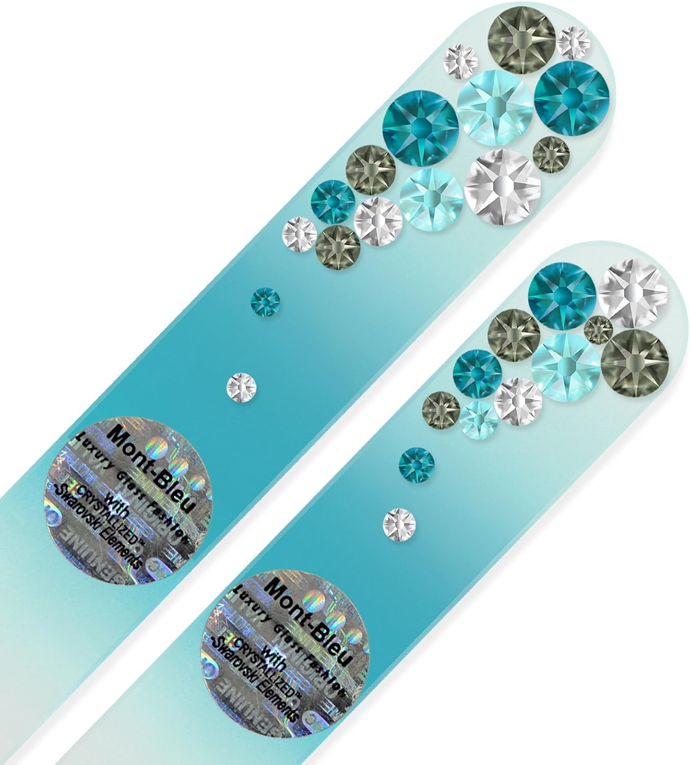 Gifts for Women - Mont Bleu Premium Set of 2 Glass Nail Files Hand Decorated with Crystals - Handmade Gift Set - Best Crystal Nail Files for Natural Nails - Your Nail Health in Your Hands