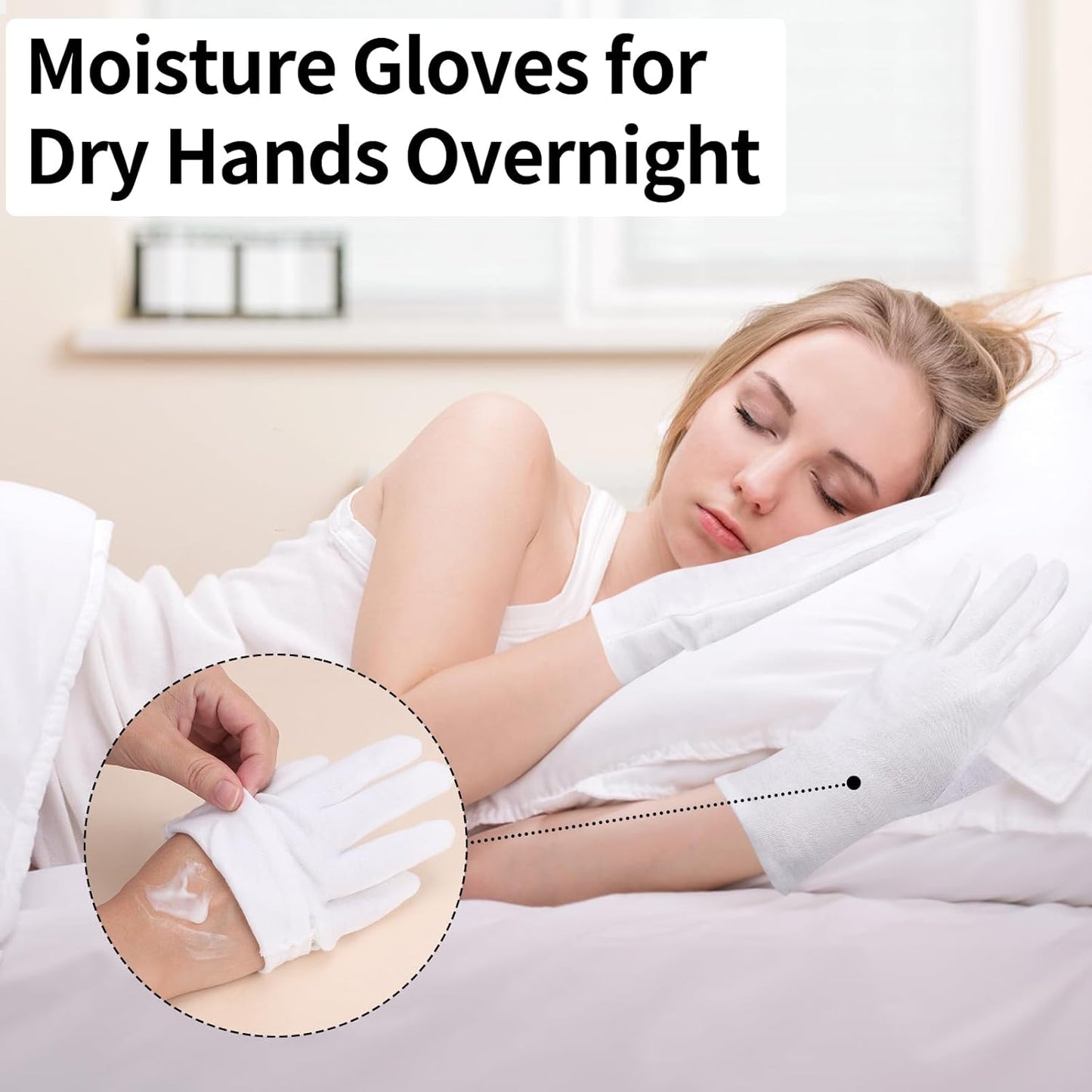 Extra Large Touch Screen Gloves - 10 Pairs White Cotton Gloves for Coin Handling, Jewelry, Photography, Art Handling, for Dry Hands Sleeping, with Pack of 40 Touch Screen Stickers