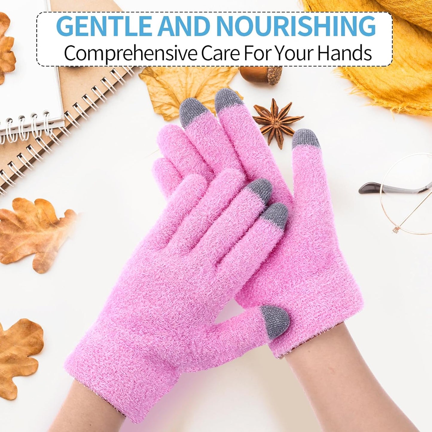 Moisturizing Gloves for Dry Hands Cotton Gloves for Eczema with Good Lining Touchscreen Fingertips Overnight Spa Gloves for Women & Men Reusable for Sleeping (Pink)