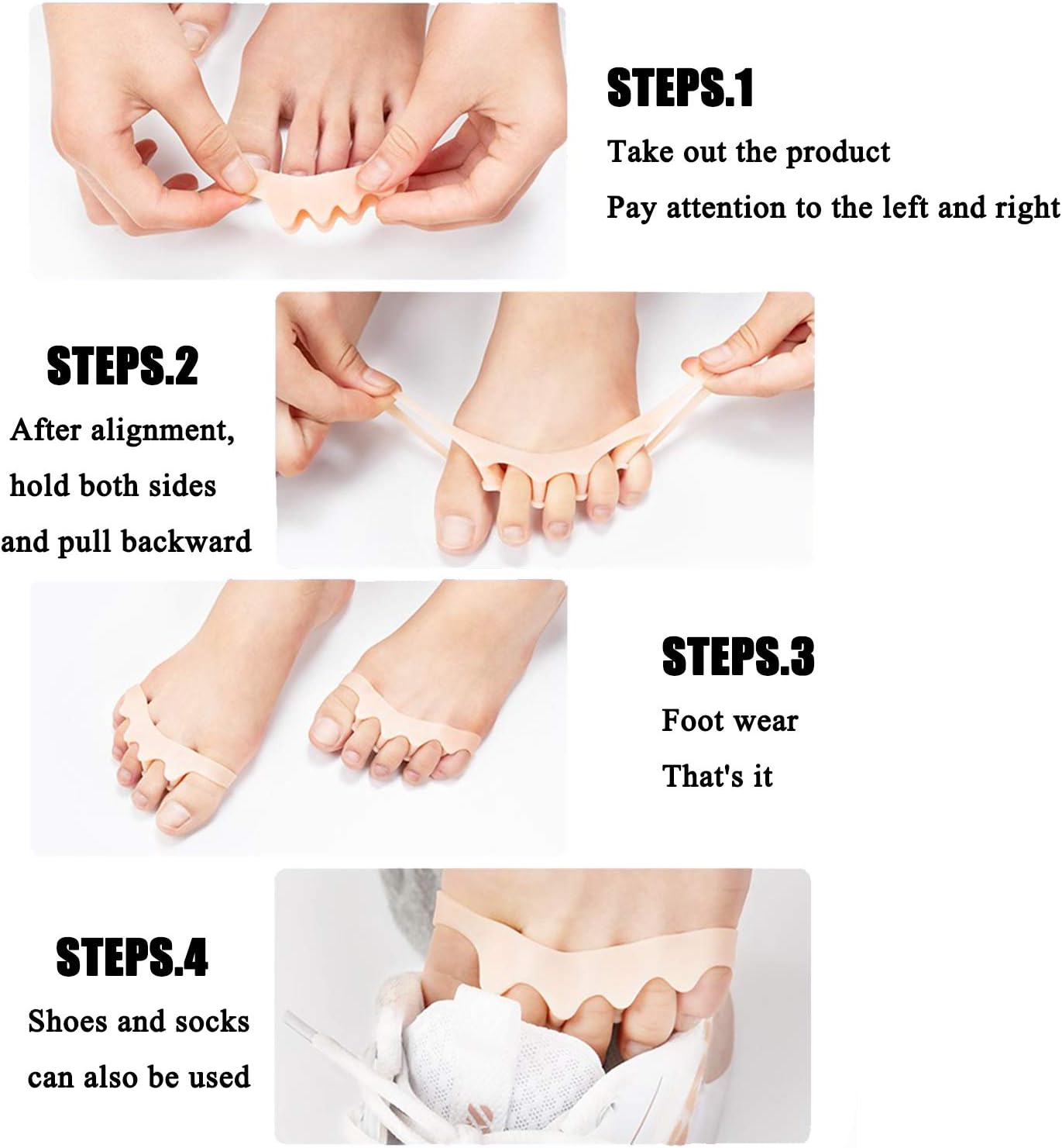 Toe Separators & Spacers,Use for Health & Beauty Pedicures,Plantar Fasciitis, Hammer Toes, Claw Toes & Other Foot Conditions,Pedicures for Men and Women(2 Pcs) - Beige