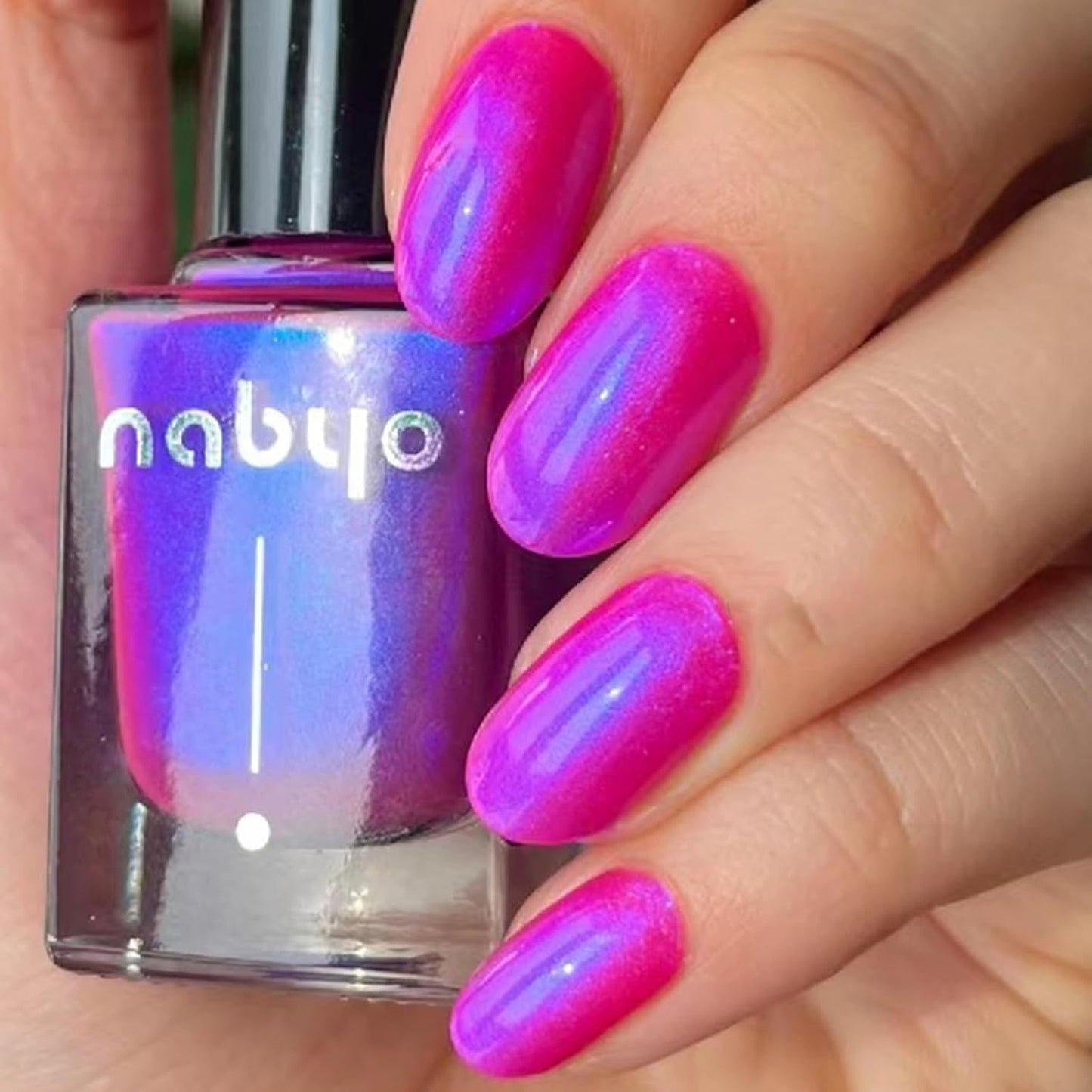 Hot Pink Nail Polish, Quick Dry Nail Lacquer, Deep Neon Pink Blue Shimmer Glitter Nail Polish, Chip-Resistant & Longwear Formula, High Shine Finish,Salon-Quality for Women 0.41 fl oz