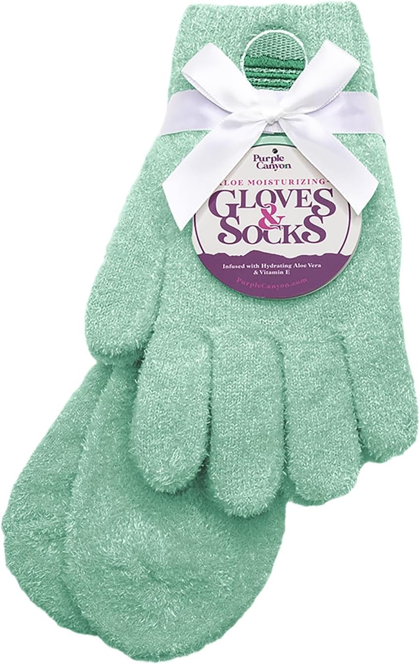 Purple Canyon Moisturizing Socks and Gloves Set | Teal Fuzzy Socks and Gloves with Aloe and Vitamin E for Women | Women's Gifts for Self-Care