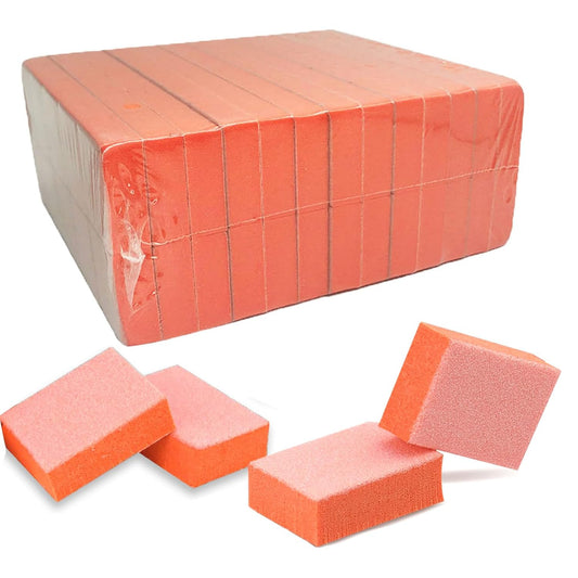 MARYTON Nail Buffer Mini Block Files, 80/100 Grit for Acrylic Nails, 130 Count (Orange)