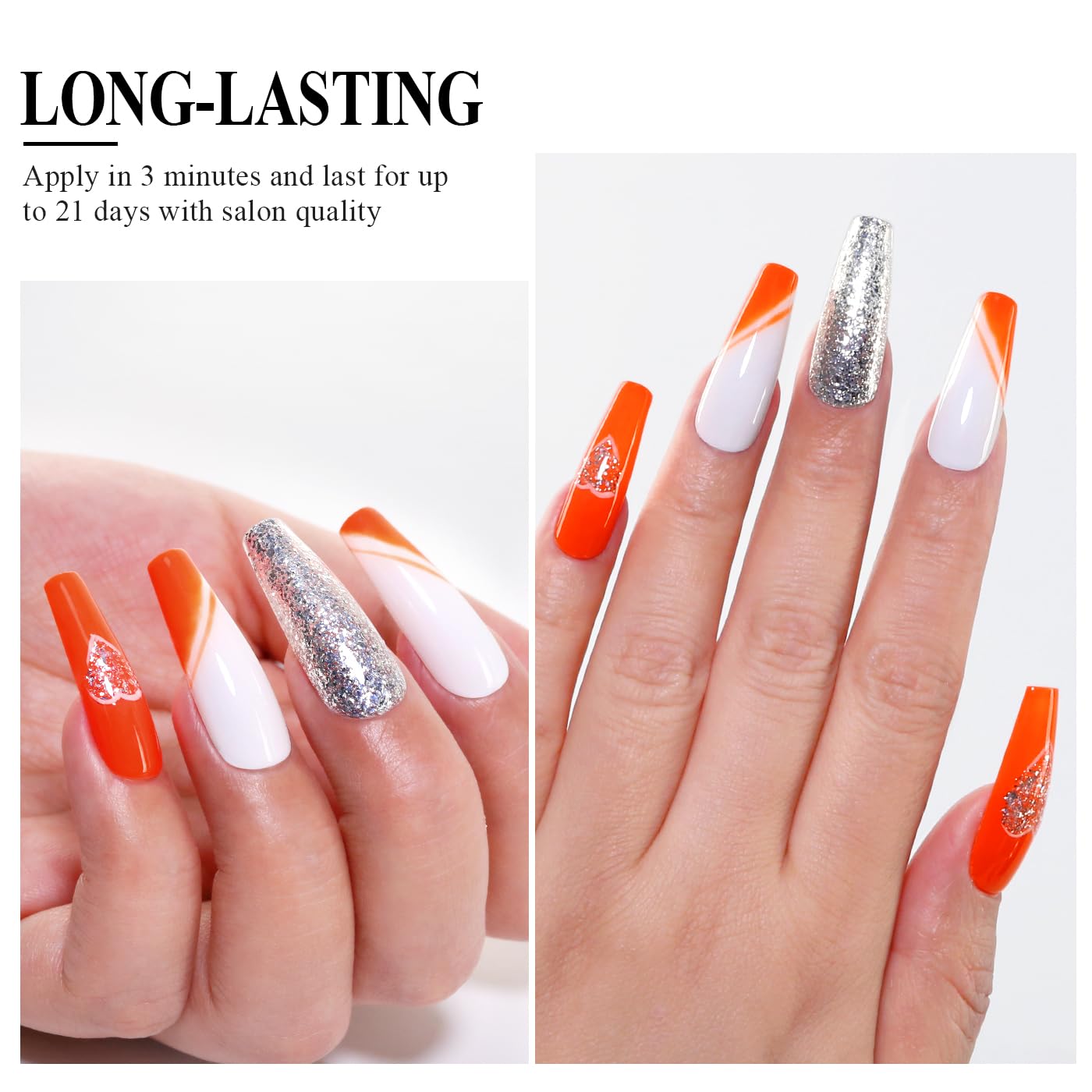 Imtiti Orange Gel Nail Polish, Orange Gel Polish High Gloss Soak Off UV LED Spring Summer Art Manicure Salon DIY Design 10ML