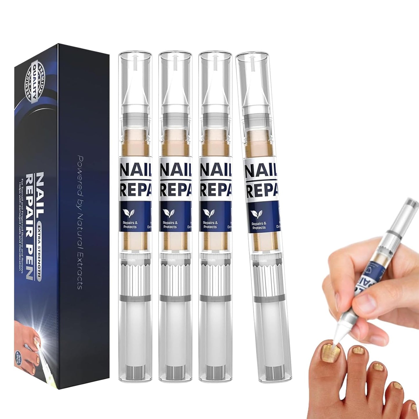 Toenail Treatment Extra Strength Pen for Toenail & Finger, More Pure Natural Plant Extracts, for Damaged Nail, Nail Repair Pen-4 pcs
