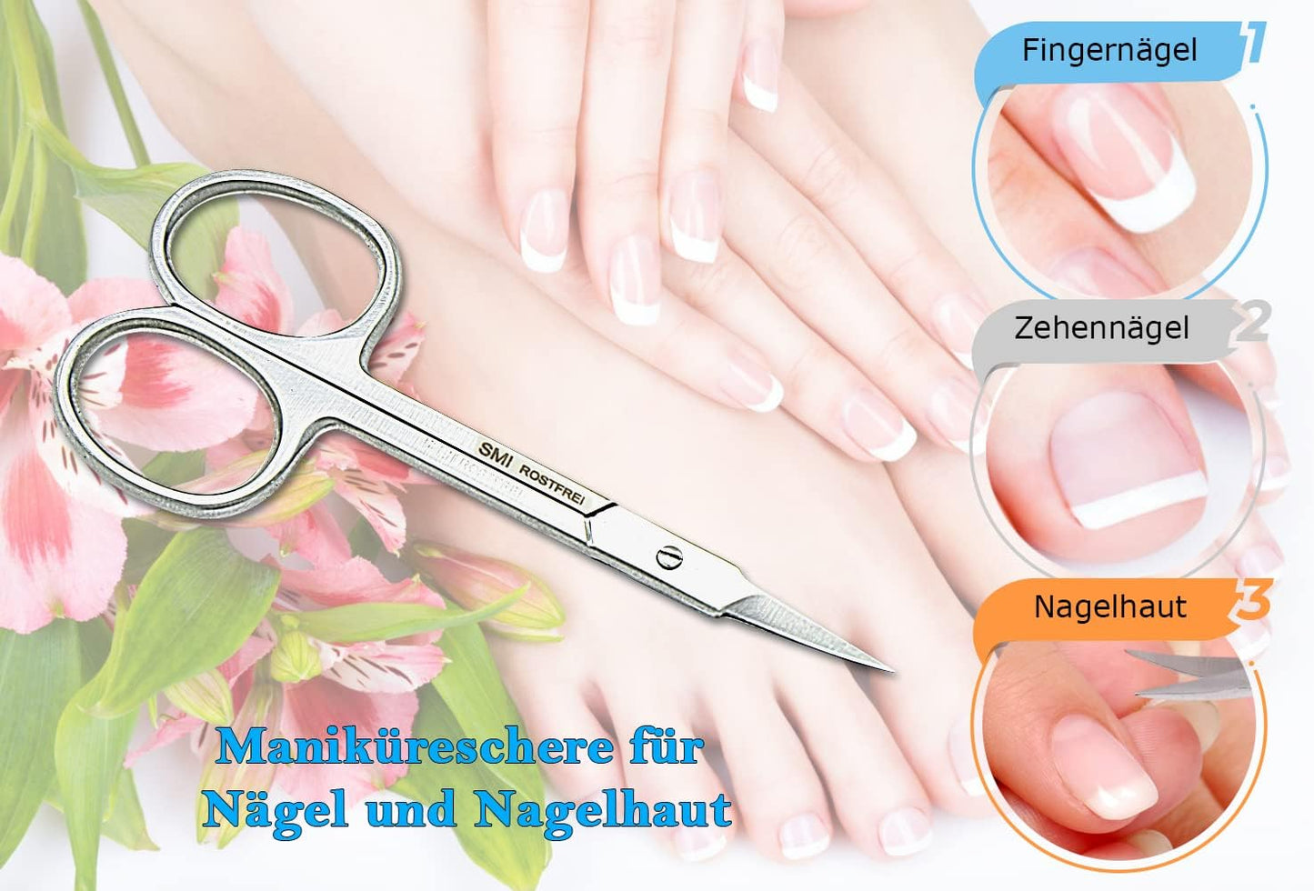 SMI Cuticle Scissors with Travel Case Cuticle Trimmer Small Scissors High Carbon Steel Curved Scissors for Eyelashes and Eyebrows