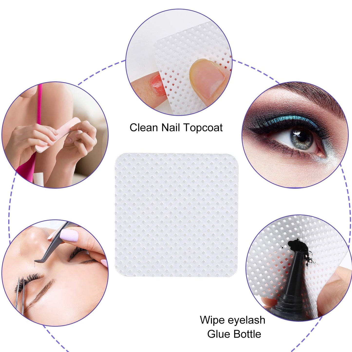 400 Pieces Eyelash Extension Glue Adhesive Wipes Cleaner Wiping Cloth Non-woven Fabric Wipes Removal Tool for Eyelash Extension Glue and Nail Polish Bottle