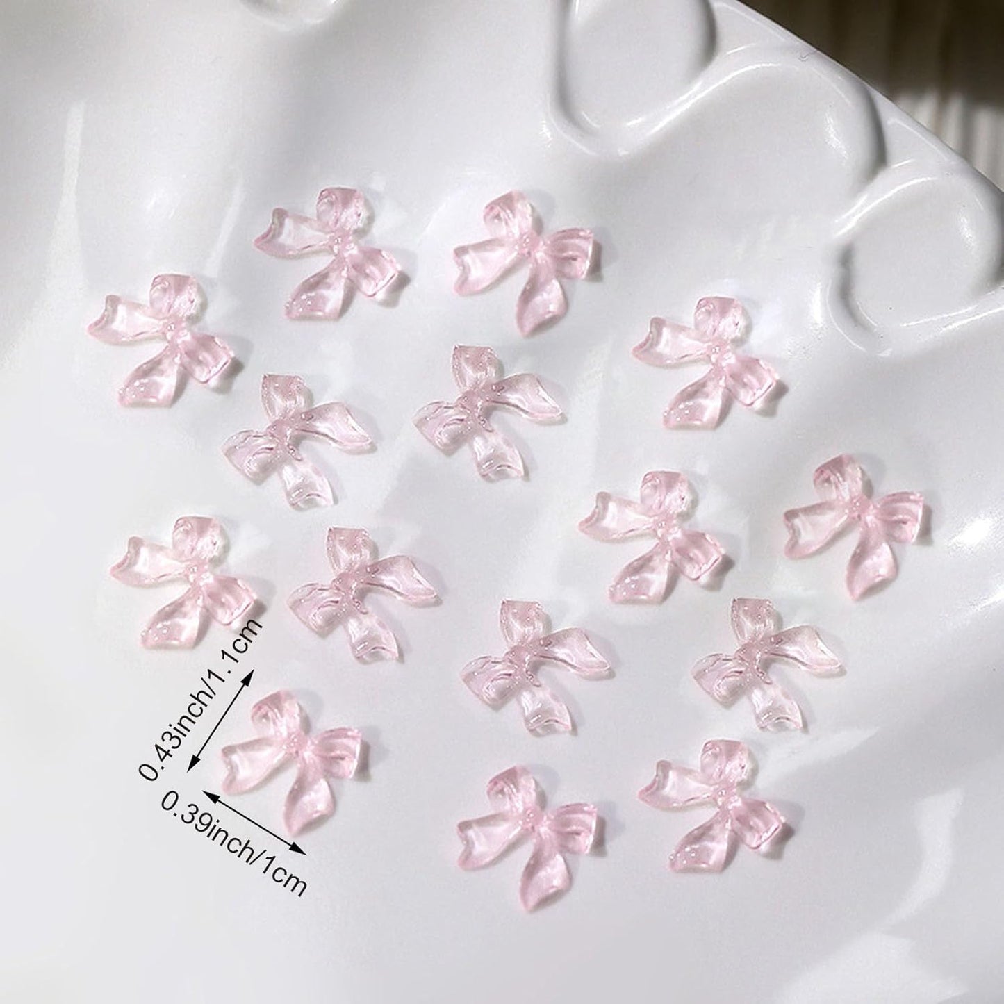 100PCS Bow Nail Charms, 3D Cute Colorful Bow ice Transparent Flat Back Manicure Decorations for Nail Jewelry DIY Crafts
