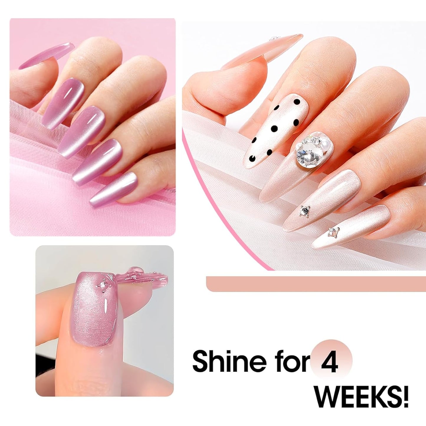 GELLEN Cat Eye Gel Nail Polish 6 Colors Gray Orange Silver Gold Brown Purple Holographic Reflective Cateye Gel Polish with Magnets Fall Winter UV LED Soak Off Sparkle Magnetic Gel Polish
