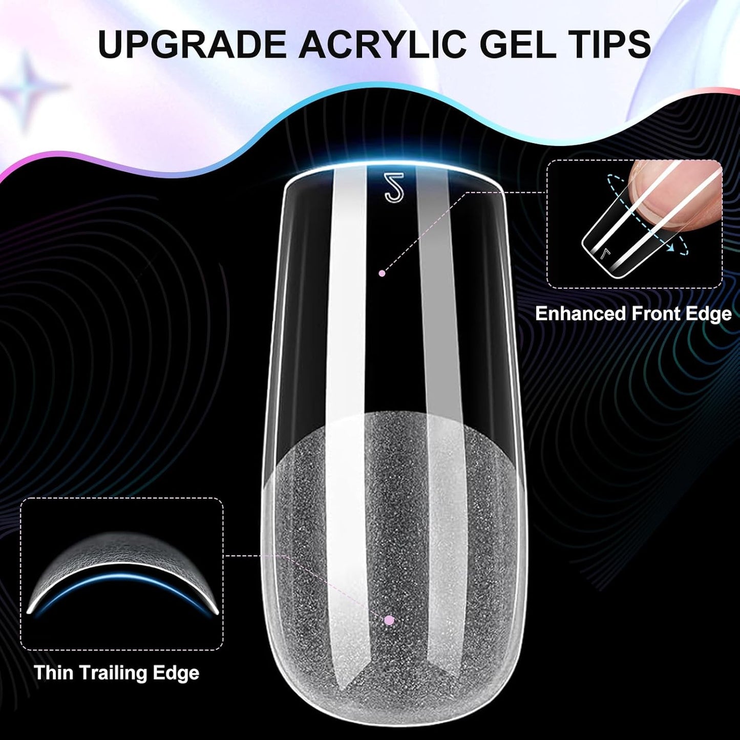 Medium Square Nail Tips 240Pcs Square Press on Nails Pre-shape Clear Soft Gel Nails Tips for Full Cover Acrylic French False Nails For Nail Extension, Home DIY Nail Salon 12 Sizes False Tips