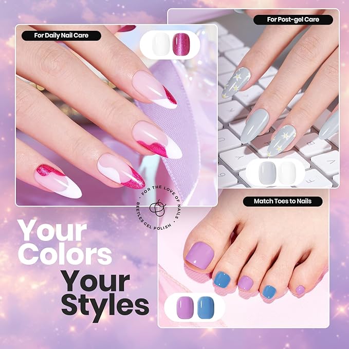 Beetles Nail Polish Set - Quick Dry Nail Polish Kit 12 Colors Pink Glitter Green Blue Yellow Red Regular Air Dry Fingernail Polish Pack for Women Christmas Gift Beetles Colorful Canvas 12 Colors