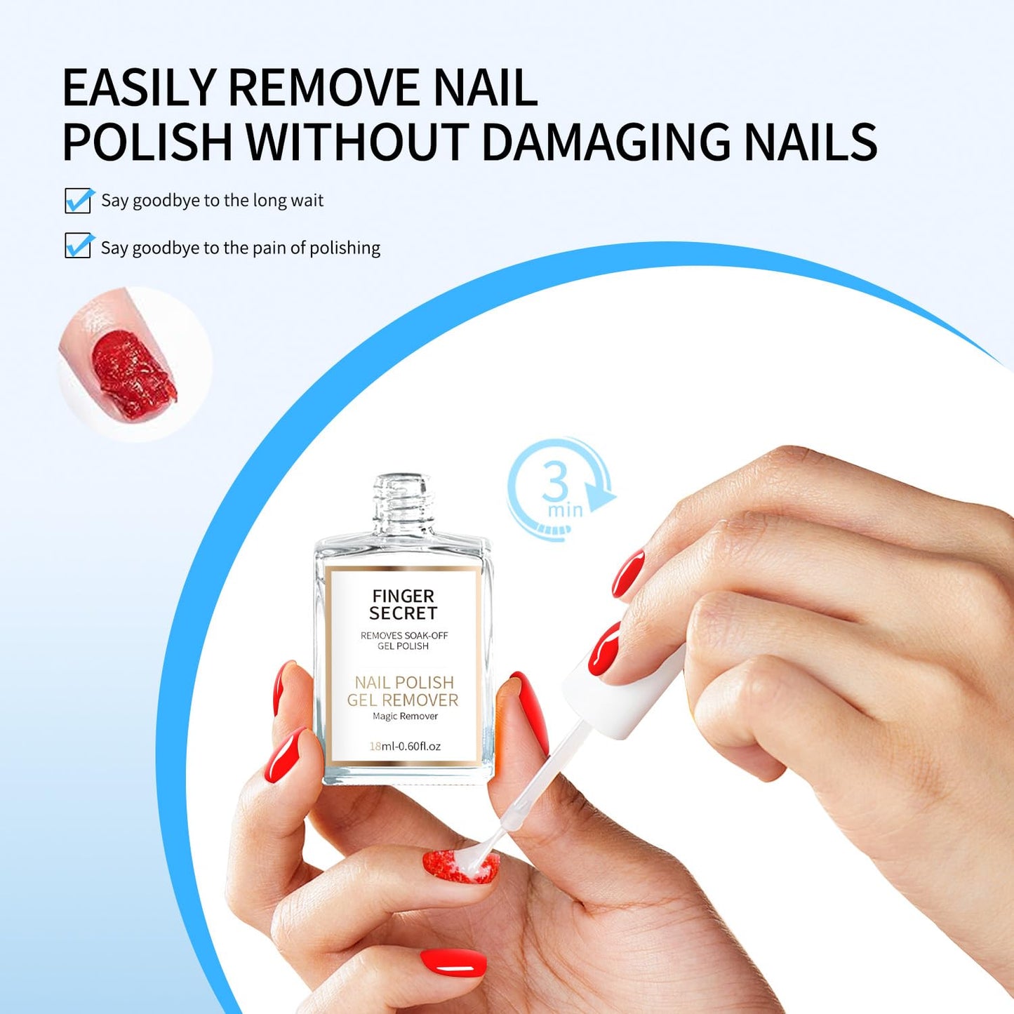 Nail Polish Remover Gel Nail Polish Remover Effective Thorough Gel Remover for Nails Nail Remover Kit 0.6oz DIy Festival Home (18ml burst tape +mini sand bar + small steel pusher)* Two sets