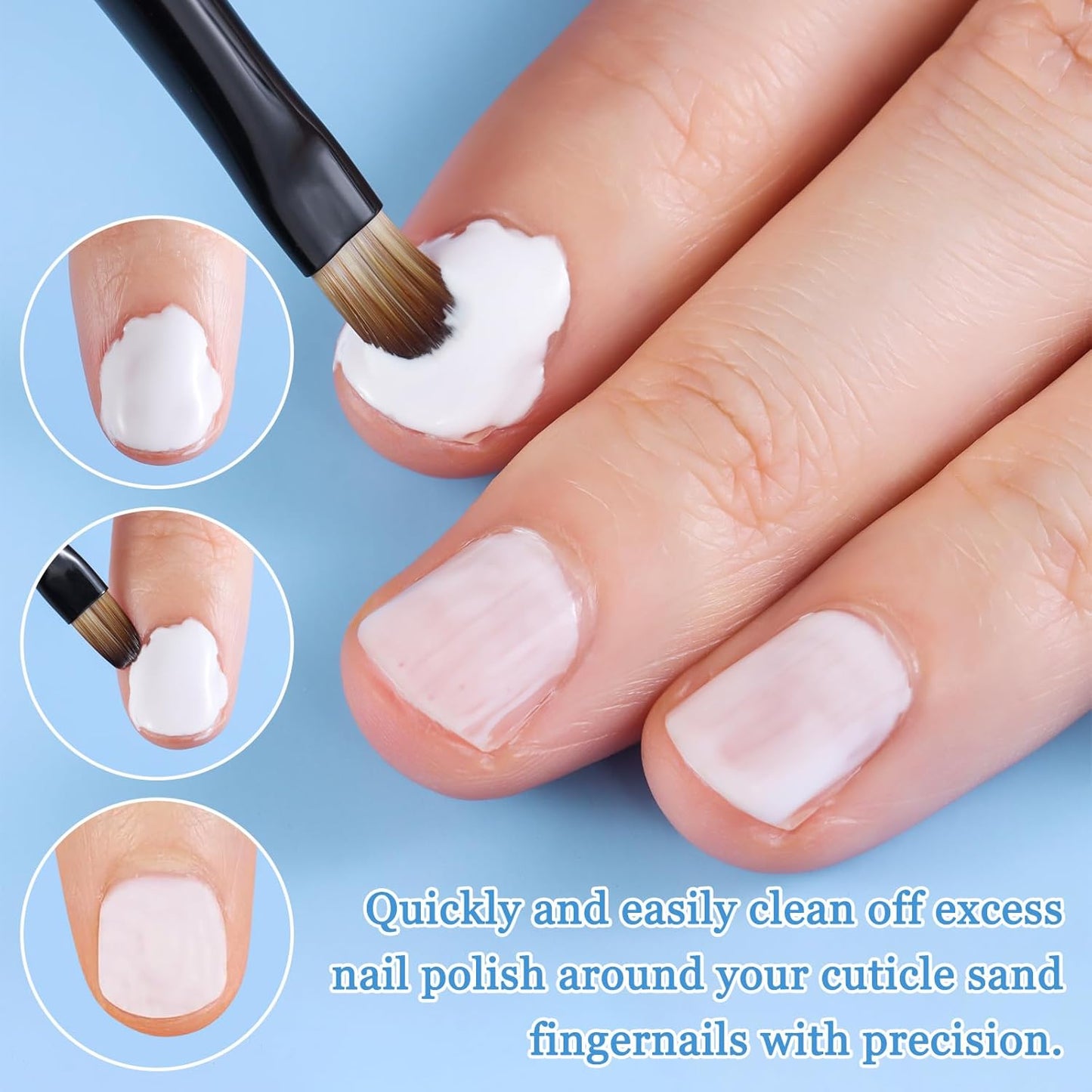 3PCS Nail Clean Up Brushes for OPI Nail Polish Remover, Brushes for Cleaning Polish Mistakes on the Cuticles, Acetone Resistant Nail Brushes for Nail Art and Designs（BB Pink ）