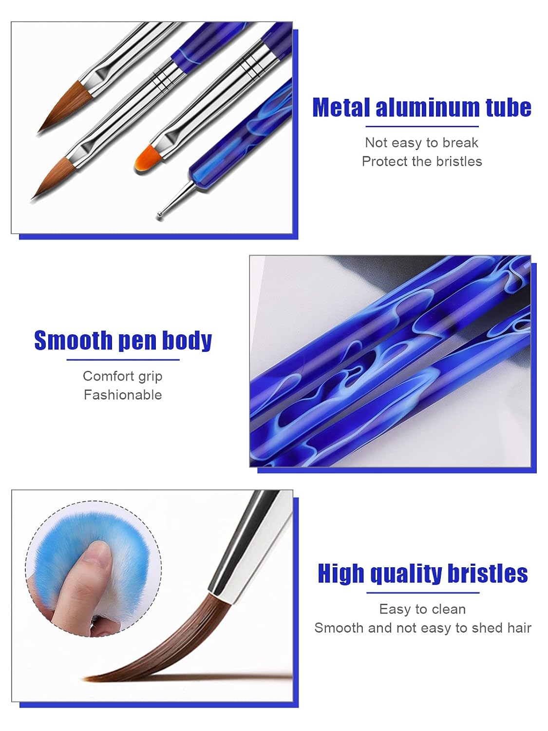 TOROKOM 19Pcs Nail Art Brushes Acrylic Brushes for Nails Art Application Set with Nail Polish Brushes, Nail Design Brushes, Double Ended Dotting Tools, Nail Dust Brush