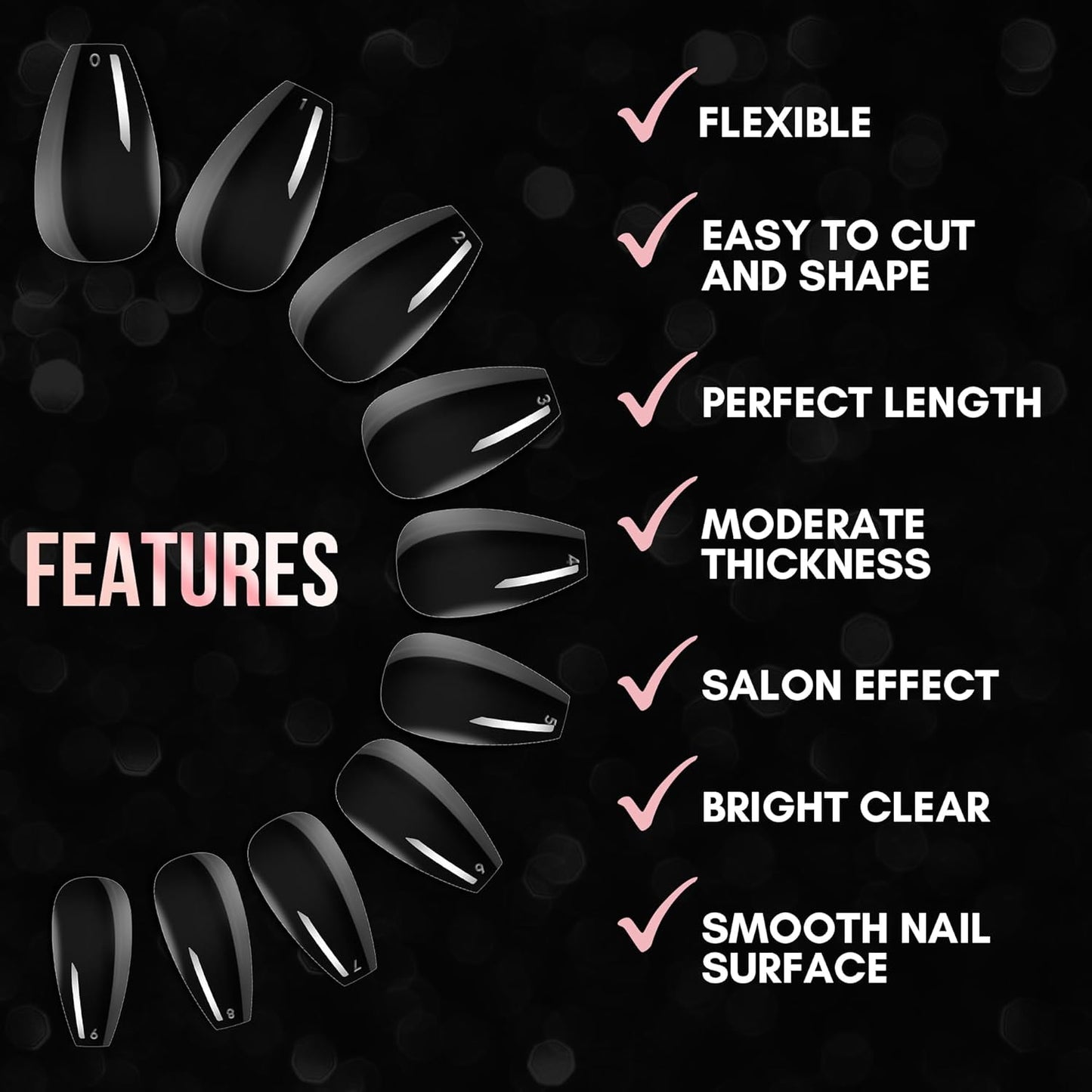 Makartt Short Coffin Nail Tips: 500pcs Clear Press on Full Cover Fake Ballerina Nails Tip Extension 10 Sizes Long Lasting Soak Off False Acrylic Kit for Home & Salon Use