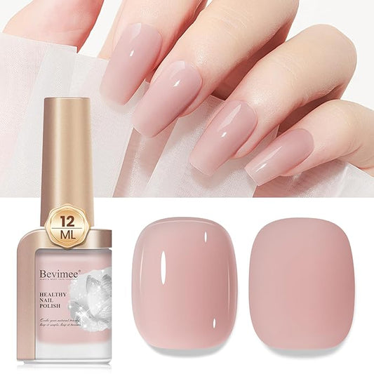 Quick Dry Nail Polish Air Fast Drying, Sheer Nude Regular Color Nail Polish Holographic High Coverage Nail Lacquer Water Based Natural Nail Art No Required UV LED, 12ML