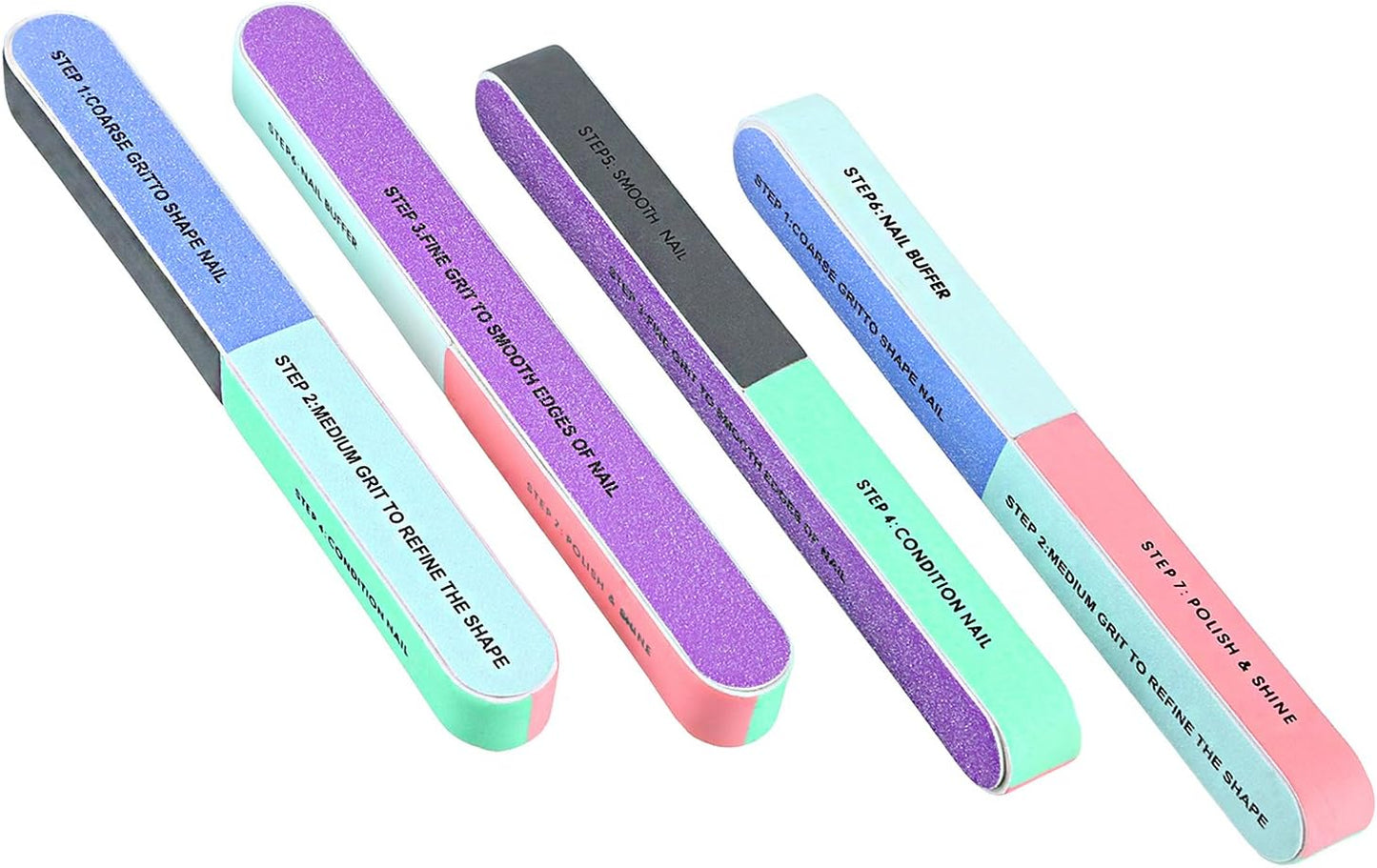 Mudder Multi Side Nail File and Buffers Nail Sanding Block Professional Filer Board and Shiners Cosmetic Manicure Suit for Home Salon, 7 Ways (6Pack)