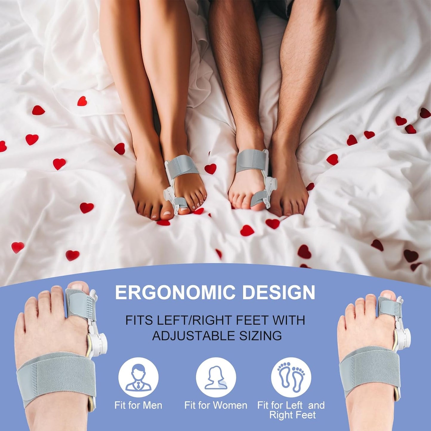 Bunion Corrector for Women Men, Adjustable Bunion Fix for Big Toe Separation Pain Relief with Non Slip Big Toe Separators, Orthopedic Bunion Splint for Left/Right Feet Hallux Valgus Relief (1PCS)