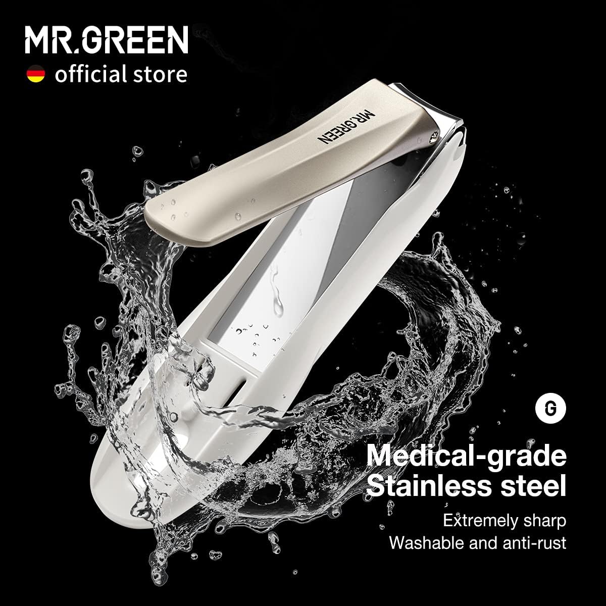MR.GREEN Nail Clippers Anti Splash Fingernail Cutter Stainless Steel Manicure Tools Nail Scissors Detachable Design Nail Trimmer (Large)
