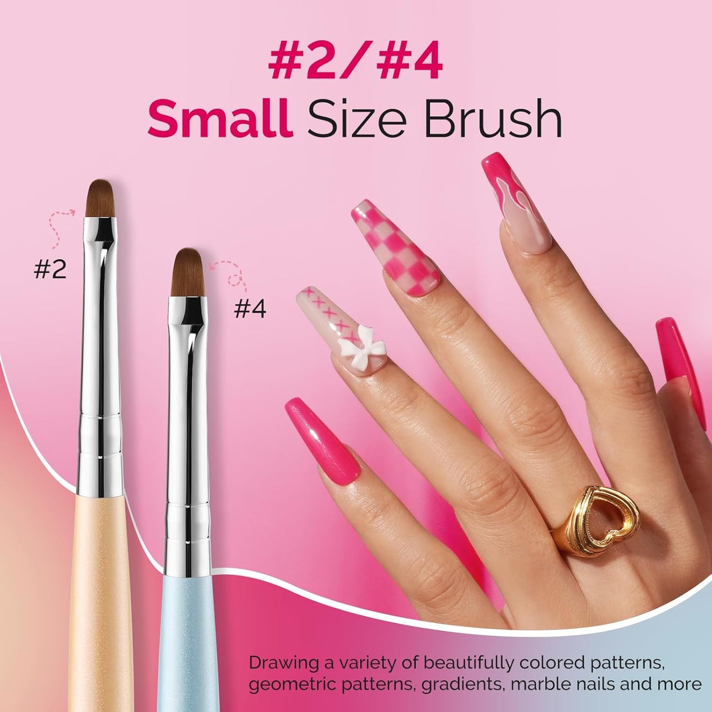 MelodySusie 7Pcs Gel Nail Brush Nail Art Brushes Nail Art Tips Nail Brushes for Nail Art Nail Painting Brush Pen Set for Home and Salon Use