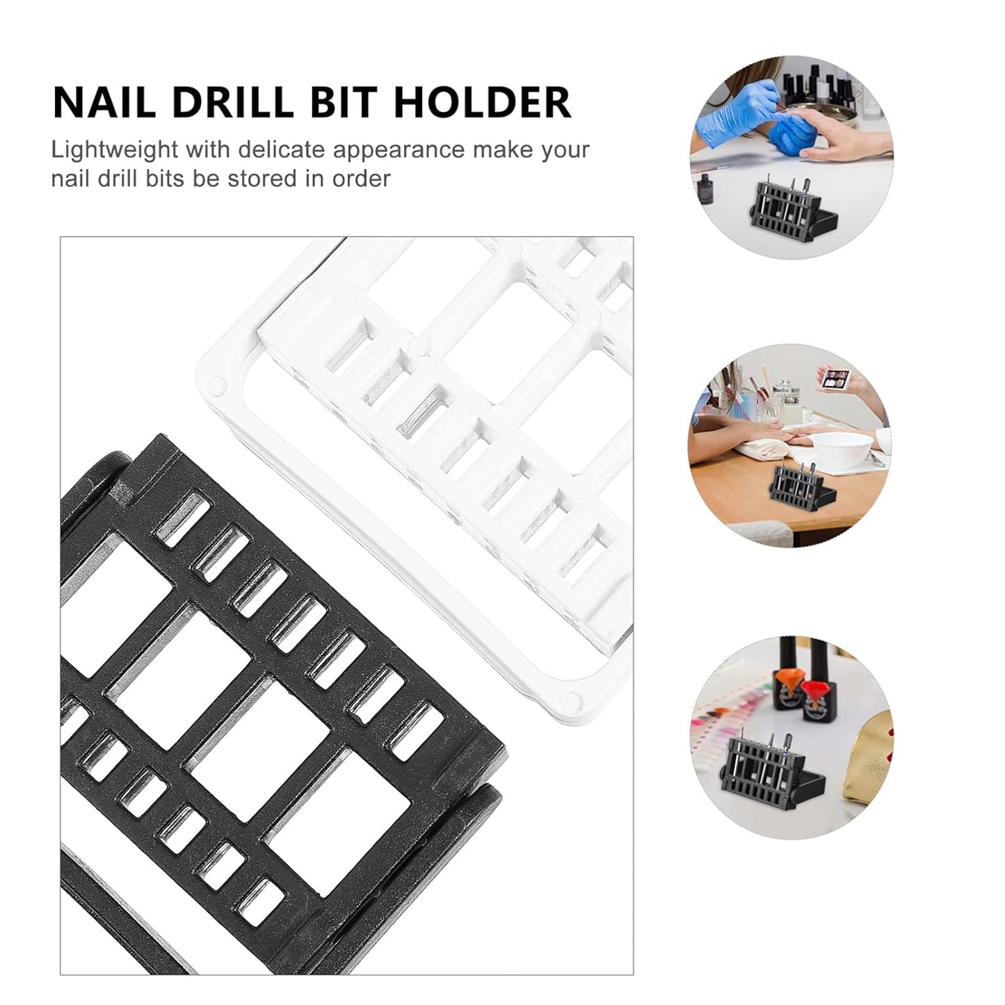 Acrylic Display Risers Nail Display Stand 2PCS Nail Drill Bits Holder 16 Holes Drill Bit Organizer Stand Manicure Nail Art Rack Grinding Head Holder for Home Vessel Bits Nail Bit Holder
