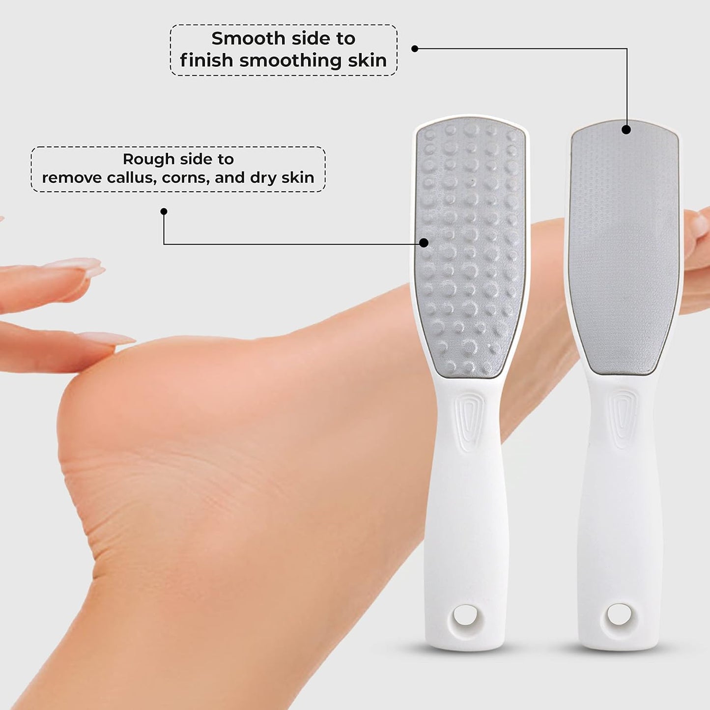 Best Foot File for Dead Skin, Cracked Heels, Calluses & Dry Feet 2024 | Reusable Heavy Duty Stainless Steel Scraper for Thick Hard Skin Removal | Top Metal Callouses Remover | Good Pedicure Filer Tool
