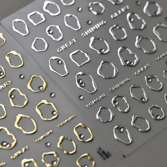 2 Sheets 5D Nail Stickers Gold Silvery Nail Decals Hollow with Rhinestones Nail Design Stickers Embossed Self-Adhesive Manicure DIY Accessories for Women