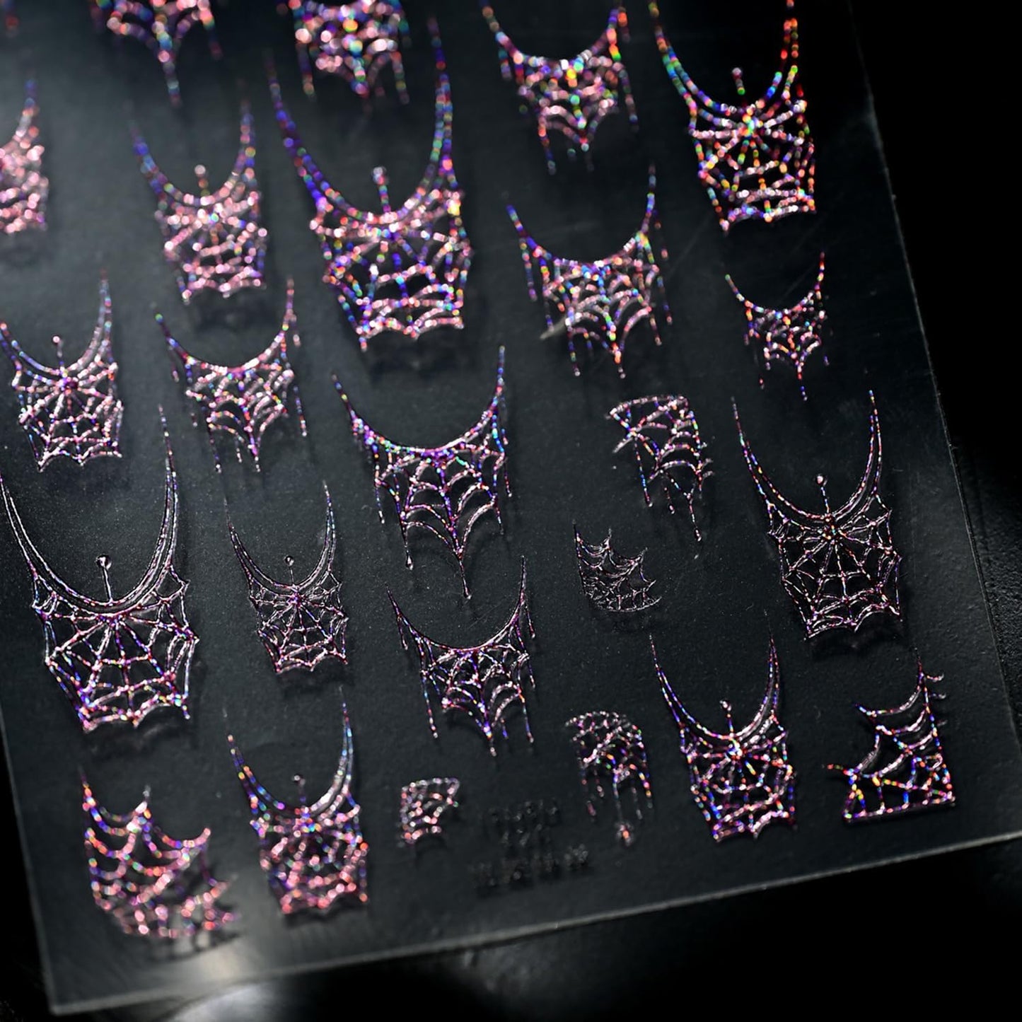 1 Sheets Halloween Nail Stickers for Nail Art 5D Self-Adhesive Embossed Pink Spider Web Nail Art Stickers Halloween Spider Web Nail Decals Glitter Nail Design Sticker for Women DIY Nails Decoration