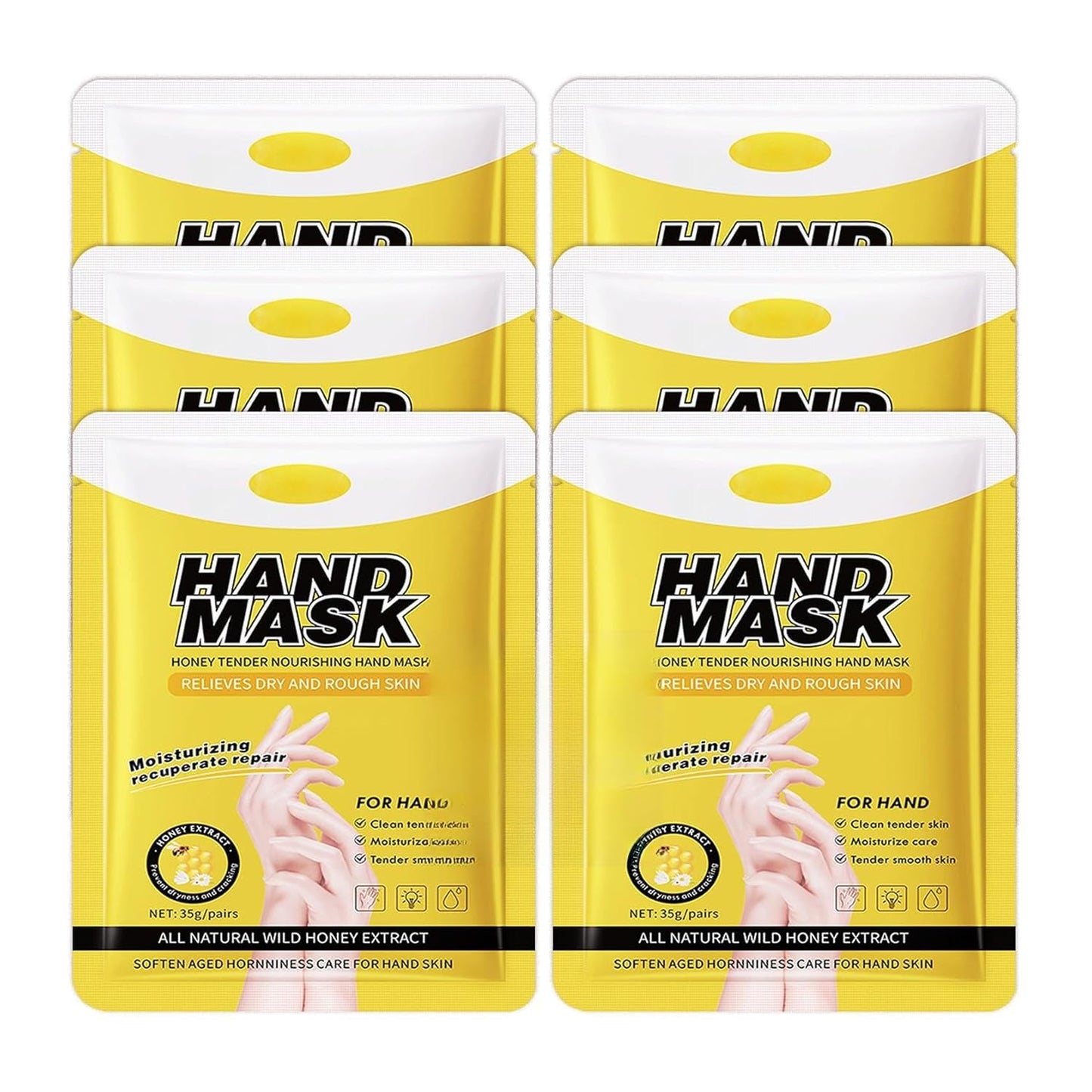 Hand Masks Moisturizing Gloves,6 Pairs Hydrating Hand Peel Masks Gift Set for Dry Cracked Hands Care,Long-lasting and Non-greasy Hand Moisturizer Gloves for Women L