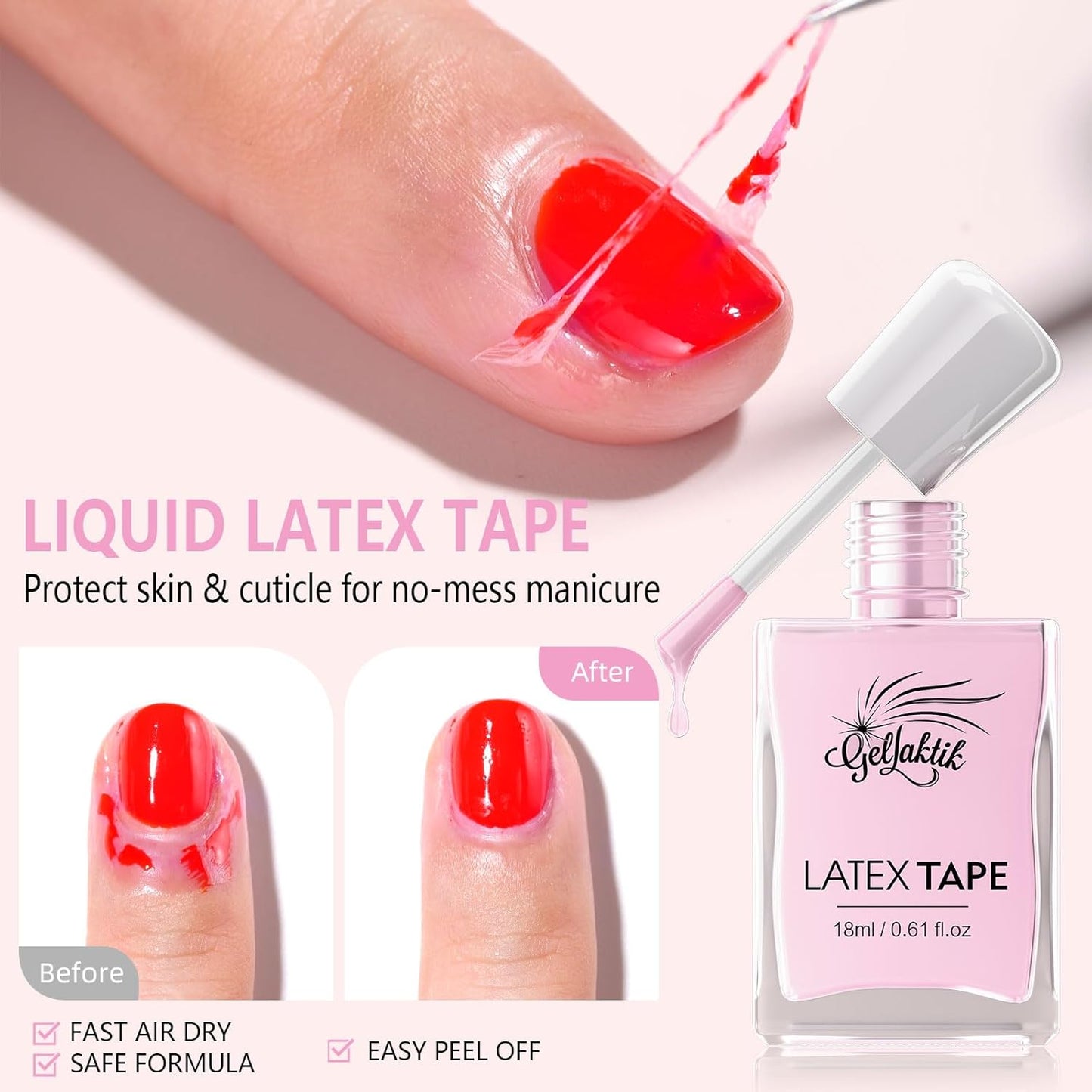 Gel Polish Remover Kit, 18ml×3 Set with Cuticle Oil & Liquid Latex Tape, No Soaking, Wrapping Required, Removes Gel Nails in 3-5 Mins, Includes Nail Pusher & File for Complete Nail Care