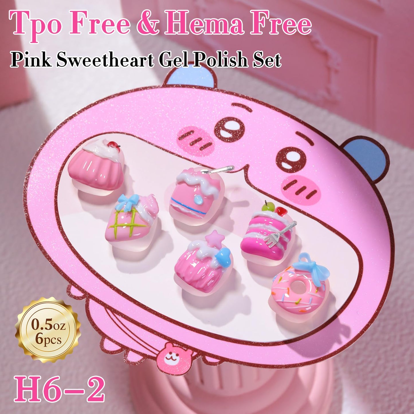 Double Rhythm 6 Pcs Hema Free Gel Polish Set 0.50 OZ Same Color Same Bottle Soak Off Neutral Natural Milky Gel Polish Kit Nail Art Manicure Salon DIY at Home (Peach Pink Rose-H6-2)