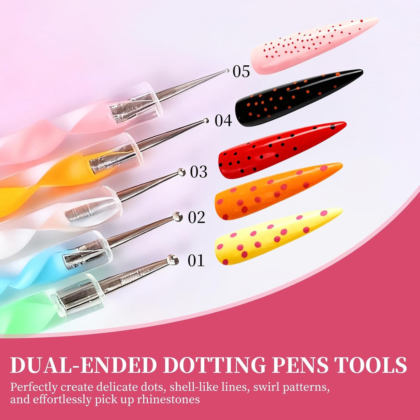 vivinin 25PCS Nail Art Tools Set, Includes Nail Art Brushes, Nail Stand, Dotting Tools, Striping Liner Fingernail Drawing Pens, Jelly Glue, tweezers, Sequins, Professional Nail Art Supplies Kit