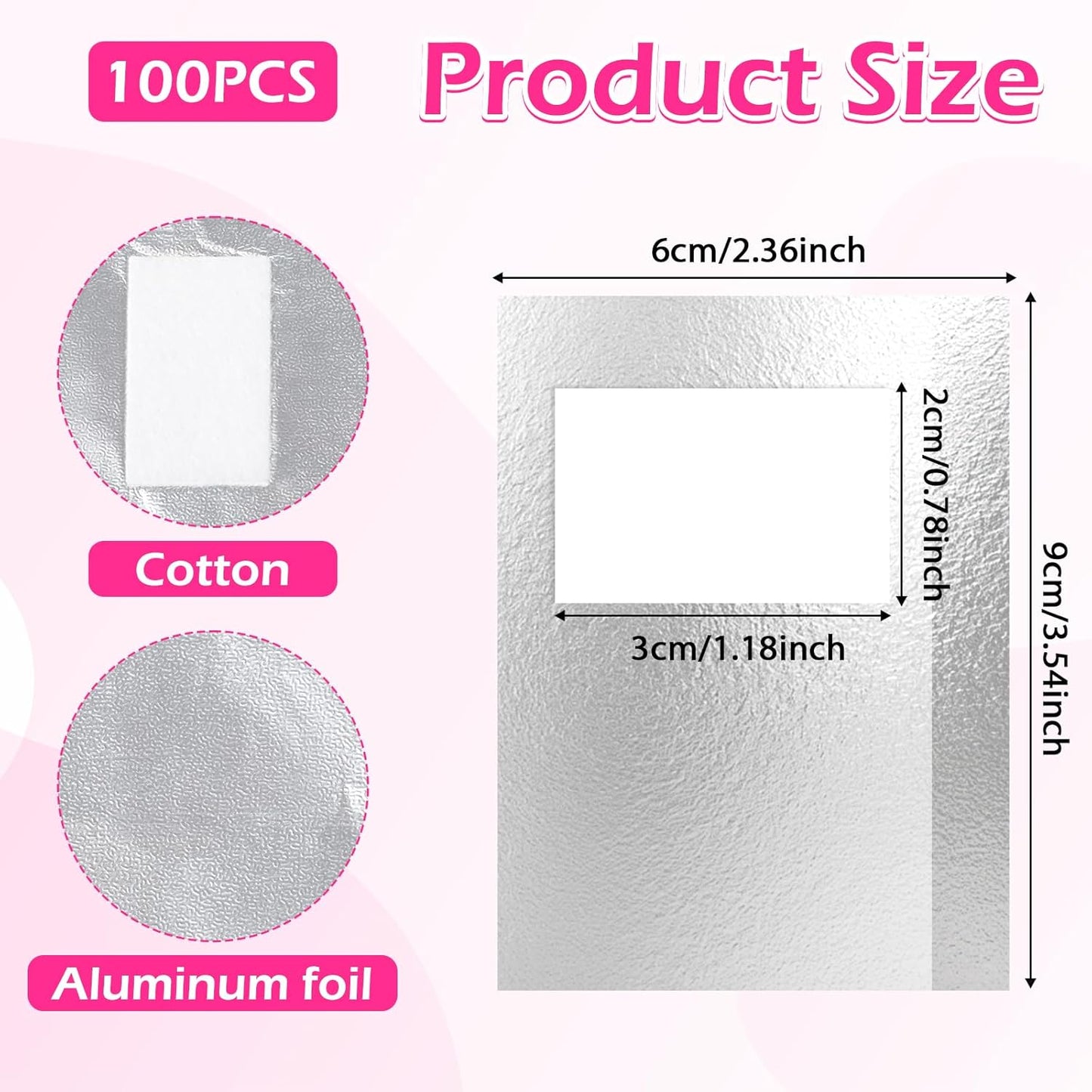 100Pcs Nail Polish Remover, Nail Foil Wraps for Soak Off Gel Polish Remover with 1.18 Inch Large Pre-attached Lint Free Cotton Pads For Acrylic/UV/Gel Nails PolishRemoving