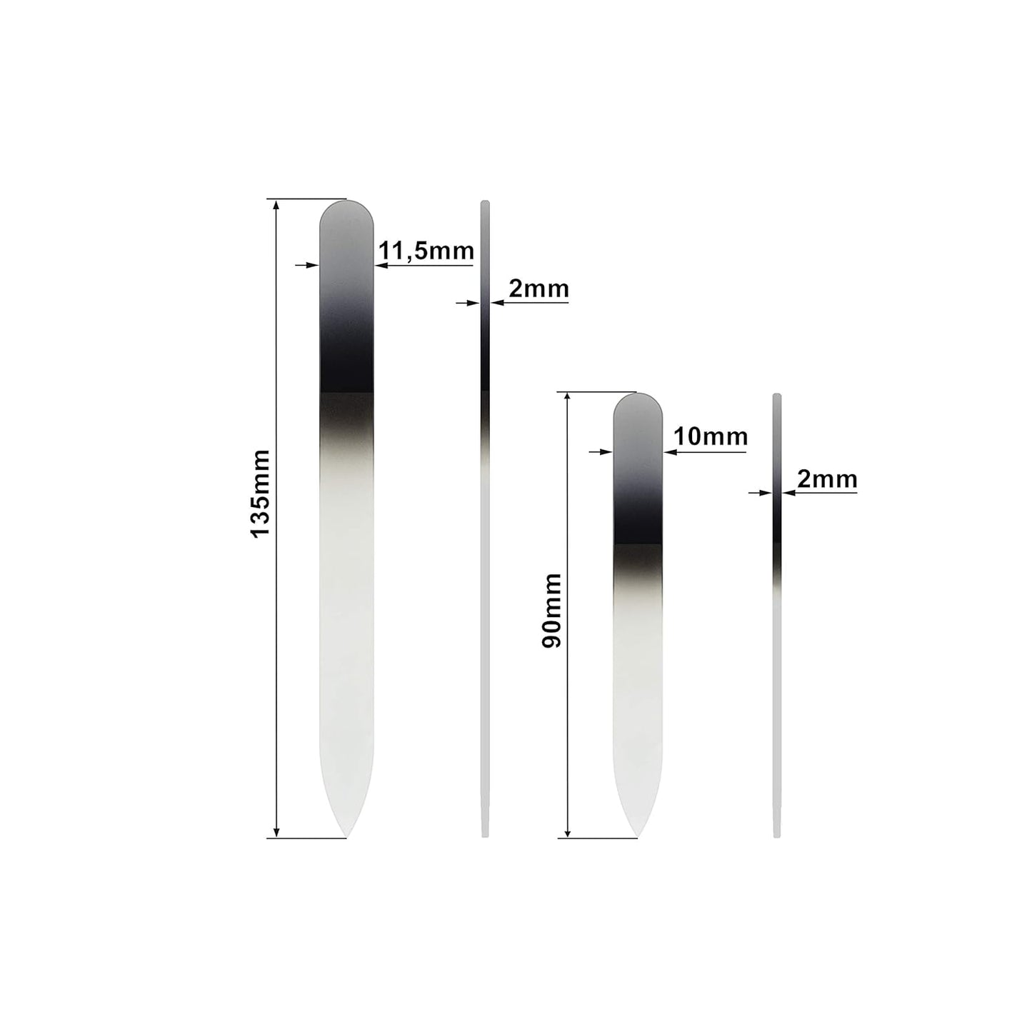 Mont Bleu Set of 2 Color Glass Nail Files - Handmade - Genuine Czech Tempered Glass - Manicure Nail Care - Beauty Nail File