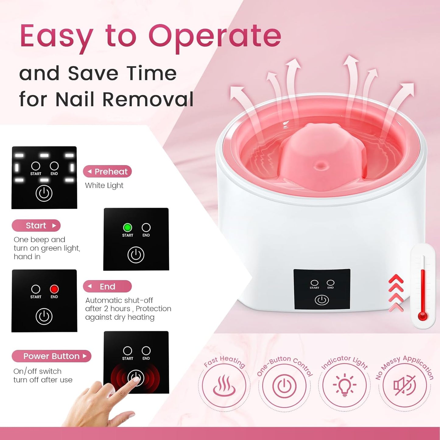 Yokilly Nail Soaking Bowl Heated: 50% Faster Nail Soak off Bowl for Women Nail Beginner - Electric Manicure Nail Bowl for Home Salon (White)